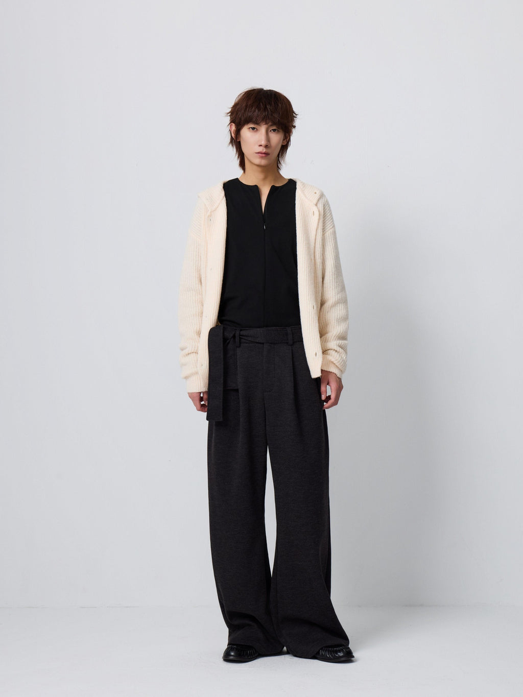 4JUNKS Warm Wool Blend Relaxed Hooded Unisex City Commute Soft Knit Cardigan