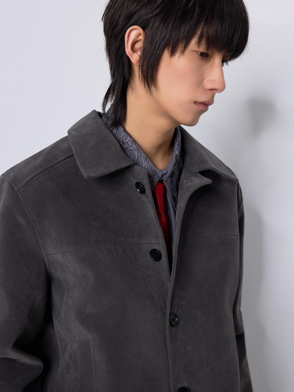4JUNKS Washed Short Lapel Casual Long Sleeve Men Black Grey Yellow Leather Jackets