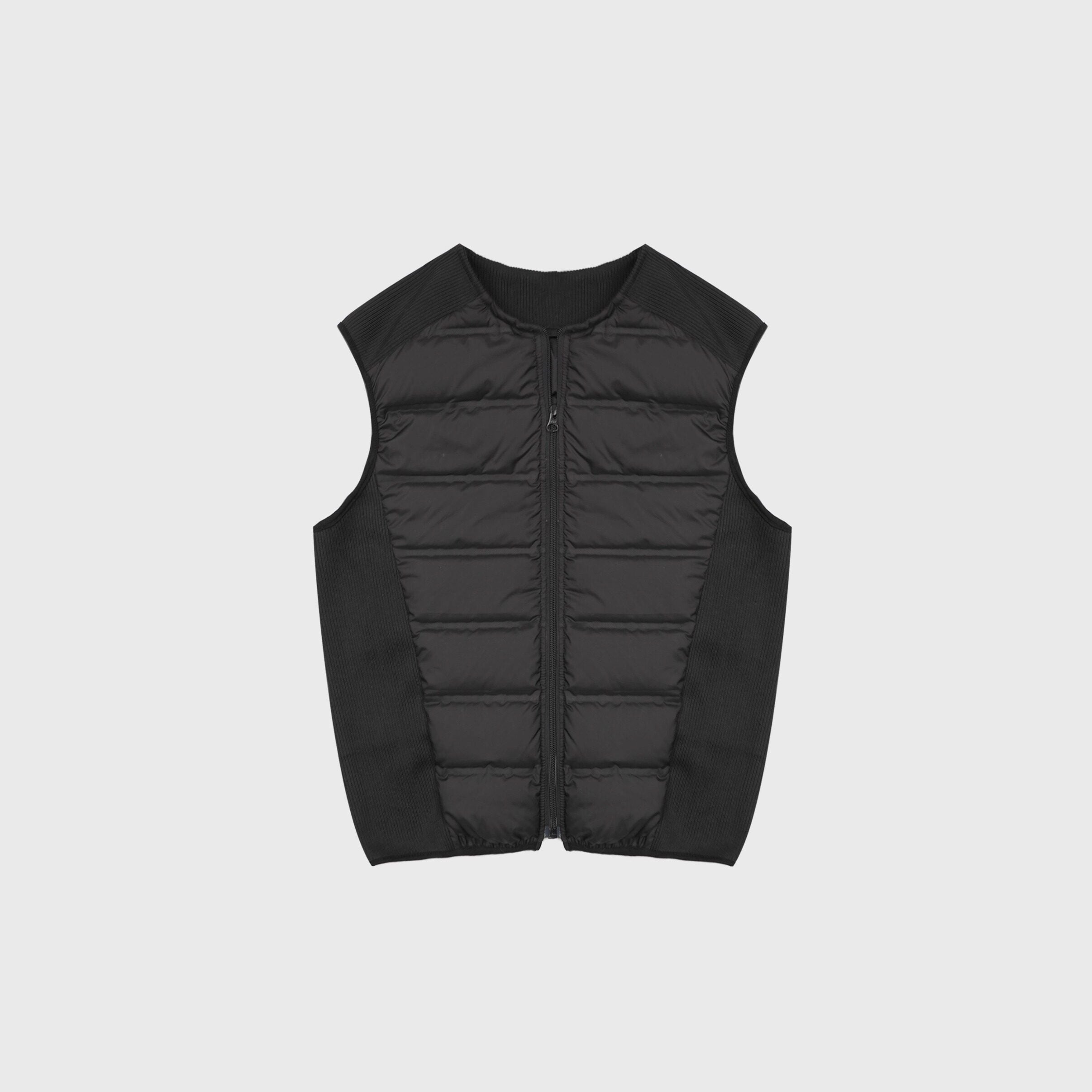 4JUNKS_White_Duck_Down_Slim_Fit_Business_Casual_Crew_Neck_Zipper_Black_Gray_Vests_MISSTT