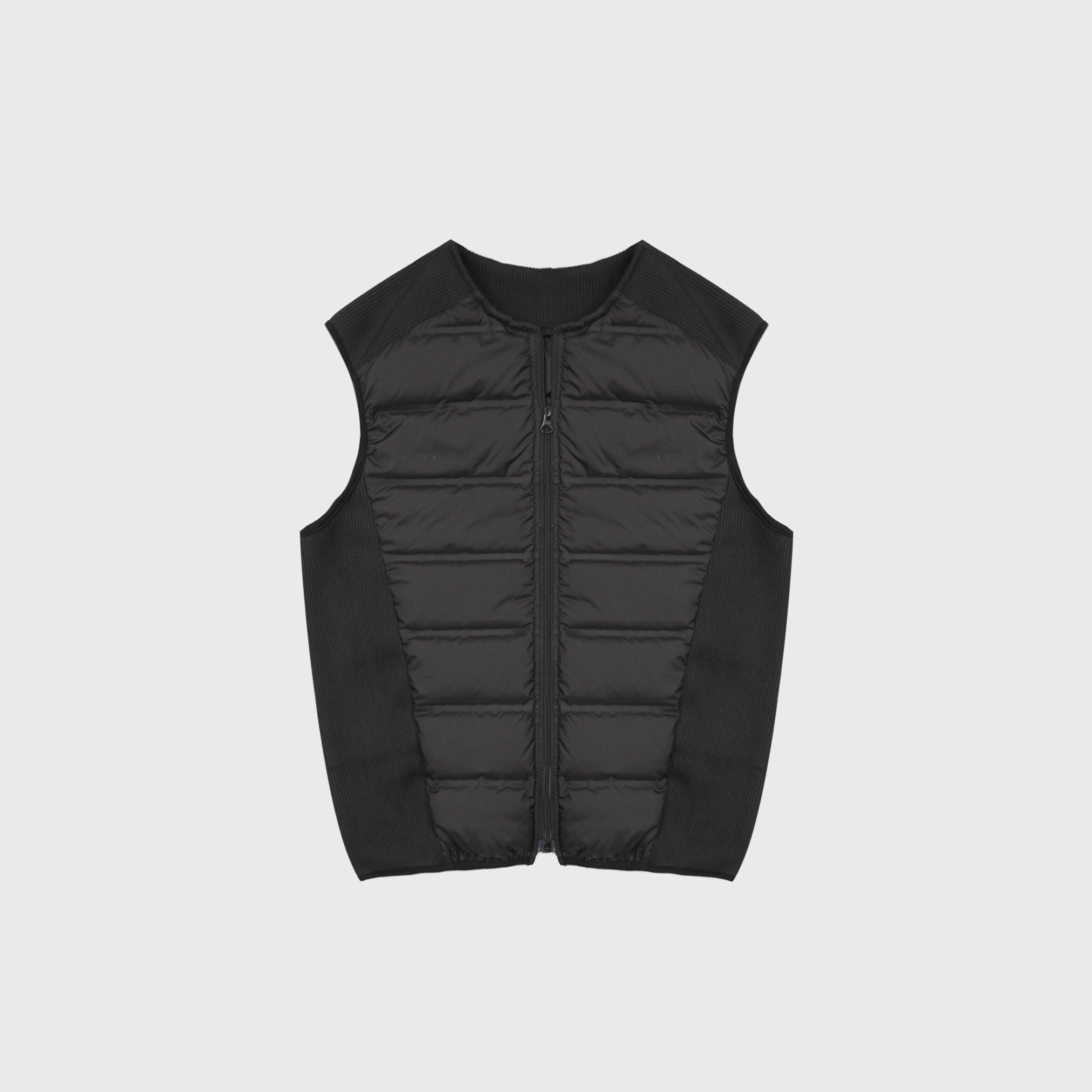 4JUNKS_White_Duck_Down_Slim_Fit_Business_Casual_Crew_Neck_Zipper_Black_Gray_Vests_MISSTT