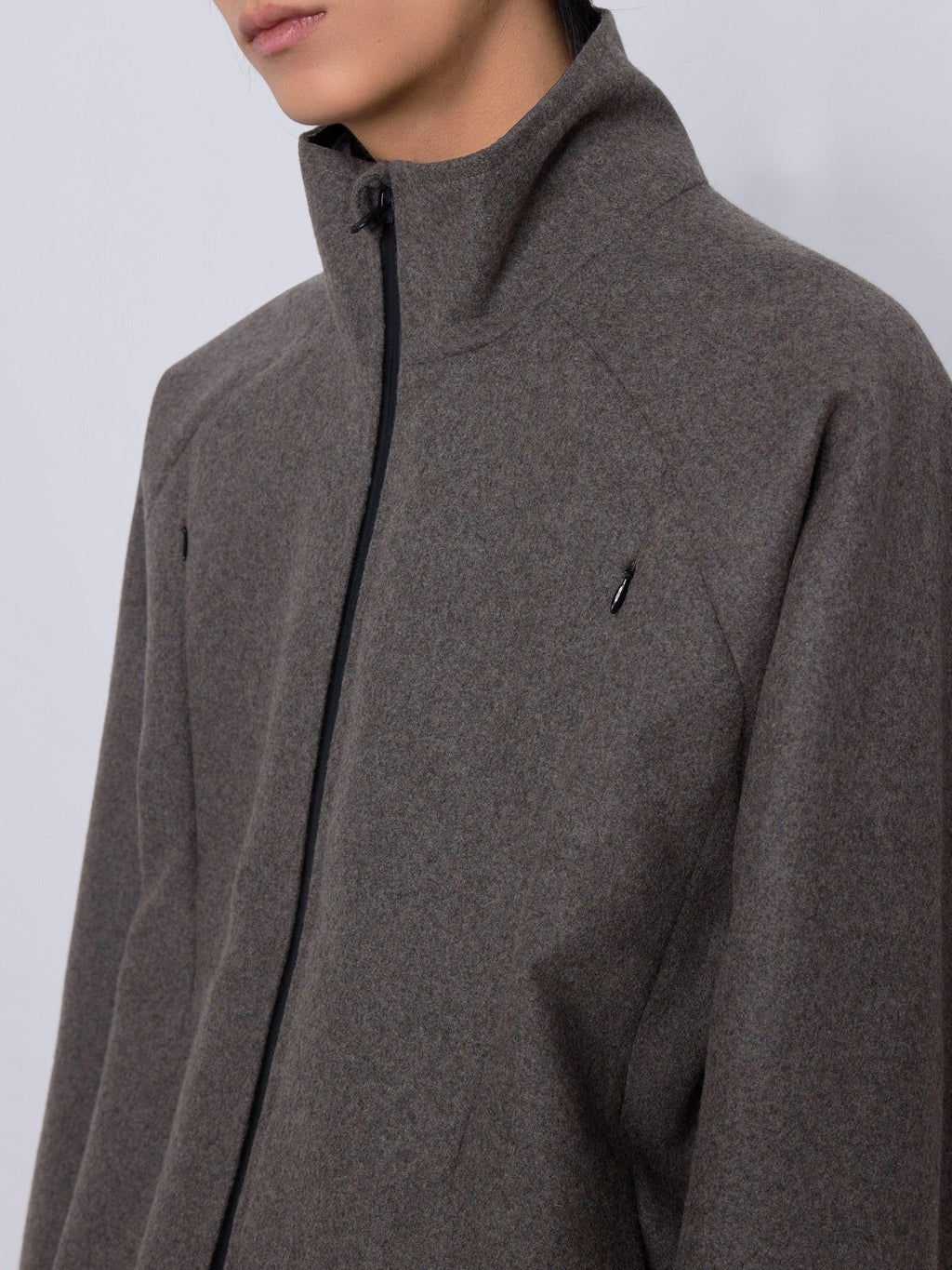 4JUNKS Wool Blend Nylon Cropped Fit Zip Trim Stand Collar Unisex Casual Shell Jackets