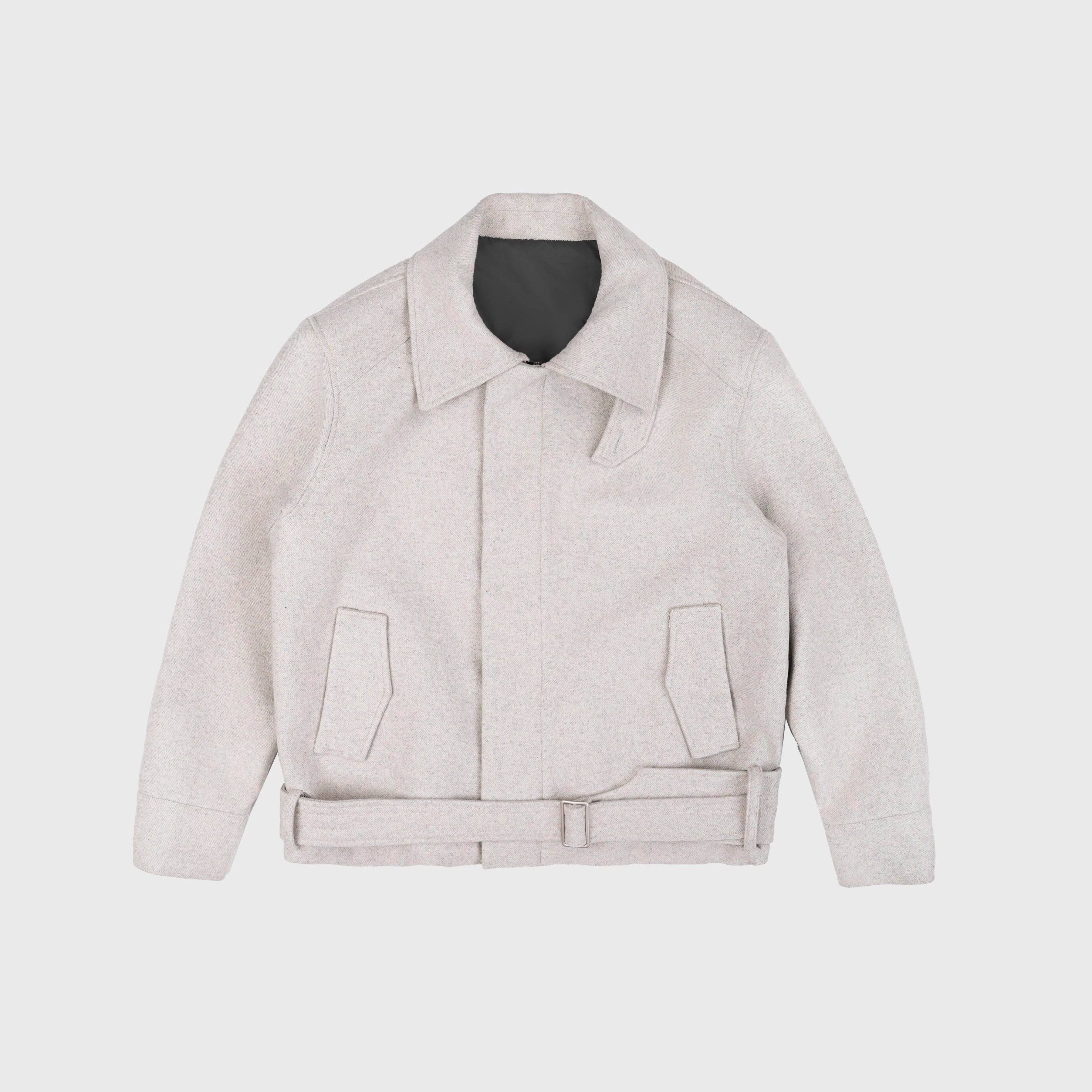4JUNKS_Wool_Blend_Zip_Front_Lapel_Collar_Tie_Detail_Clean_Fit_Unisex_Cropped_Jackets_MISSTT