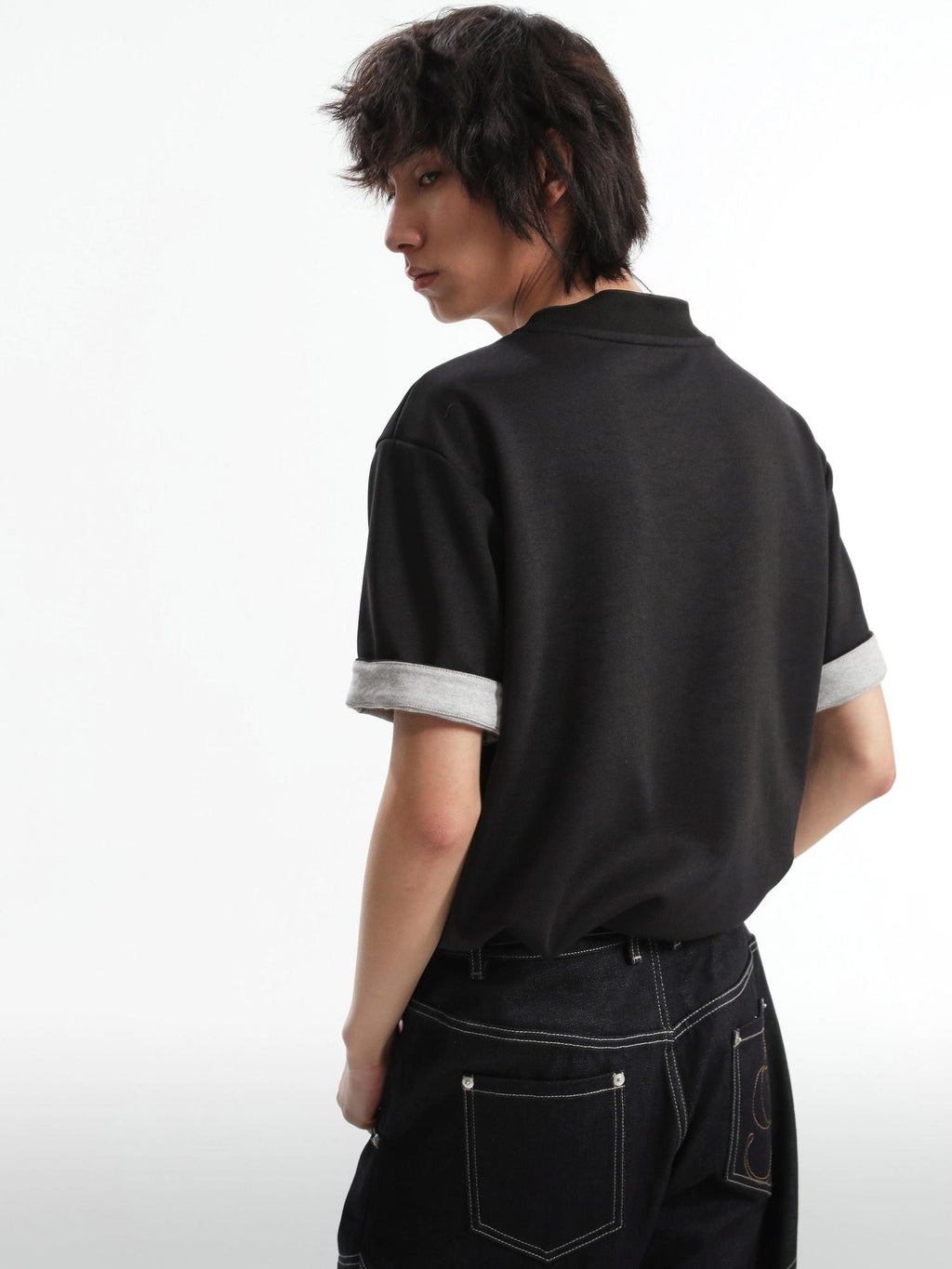 4JUNKS Wrinkle Free Colorblock Relaxed Fit Unisex Breathable Short Sleeve T-Shirts