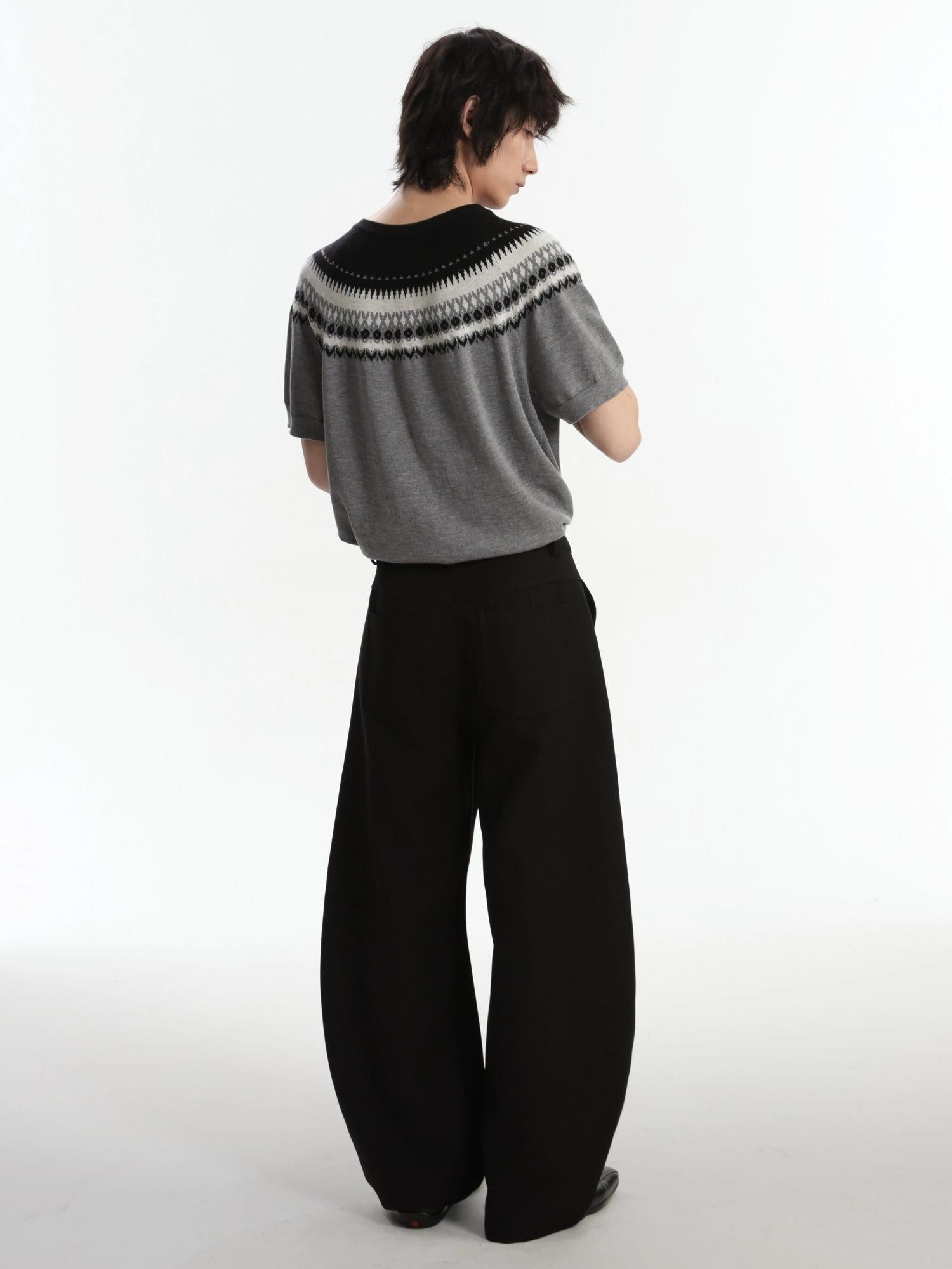 4JUNKS Wrinkle Free Mid Rise Relaxed Fit Casual Polyester Blend Solid Wide Leg Pants