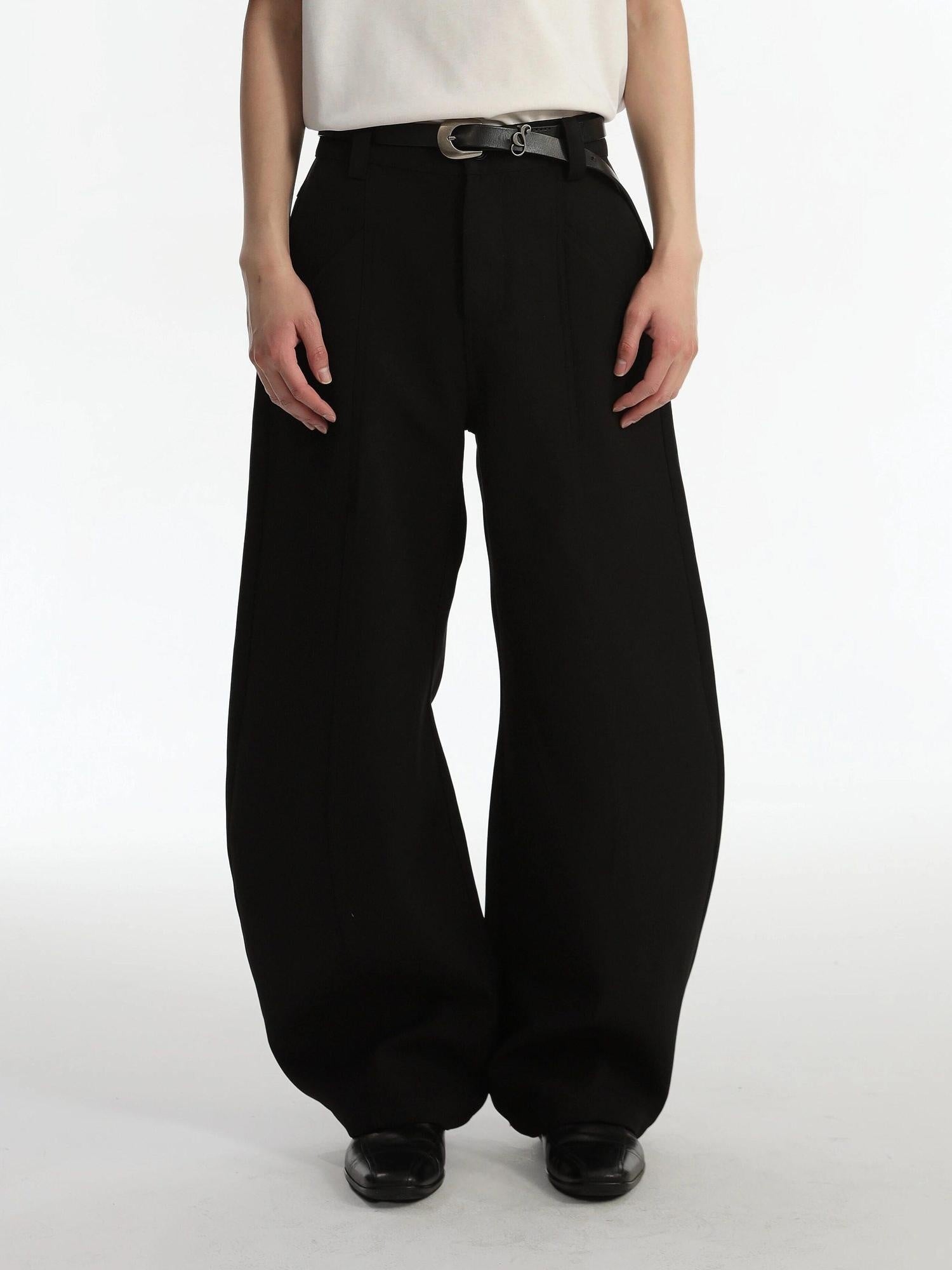 4JUNKS Wrinkle Free Mid Waist Relaxed Youth Solid Color Wide Leg Pants