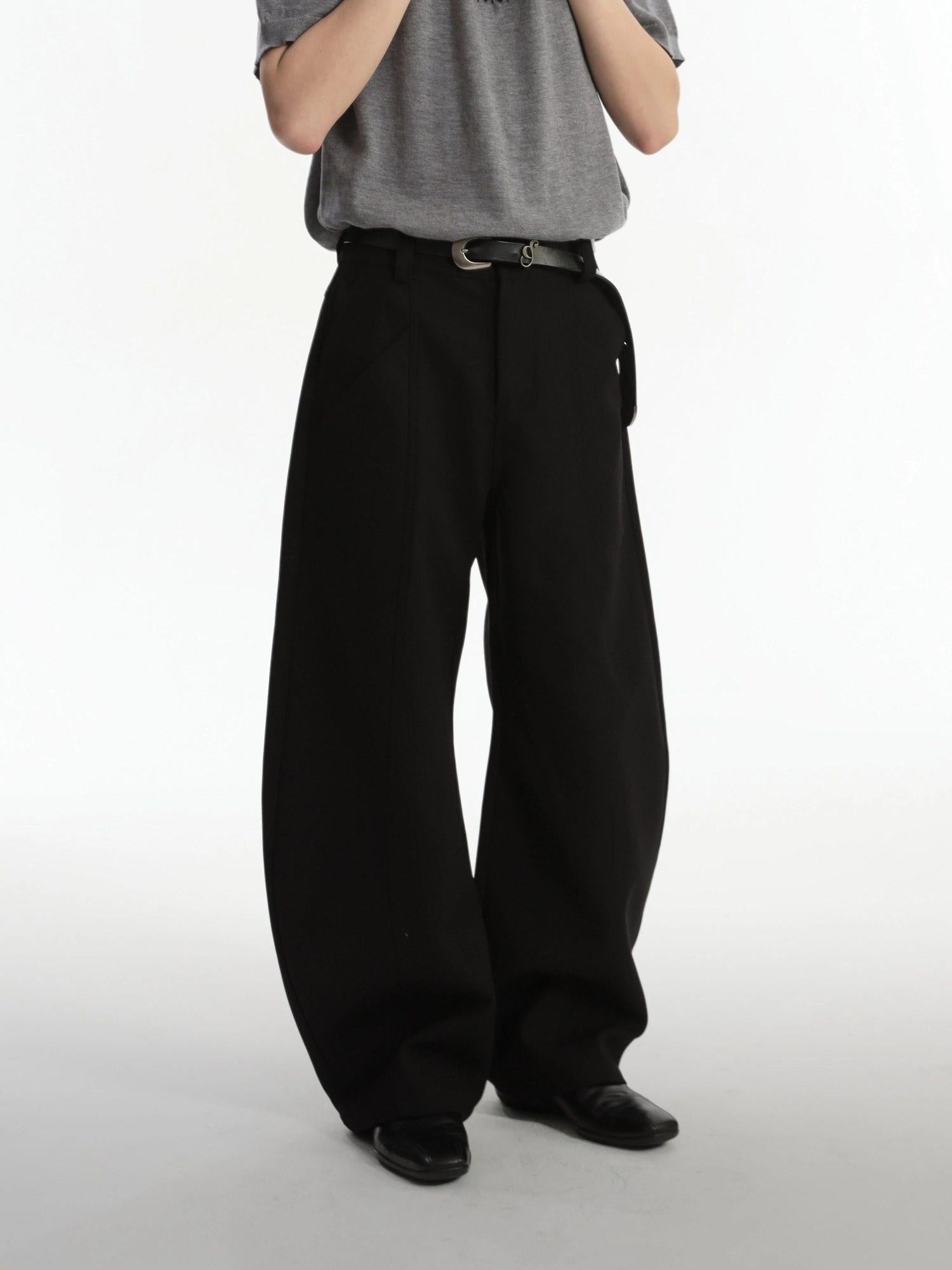 4JUNKS Wrinkle Free Mid Waist Relaxed Youth Solid Color Wide Leg Pants