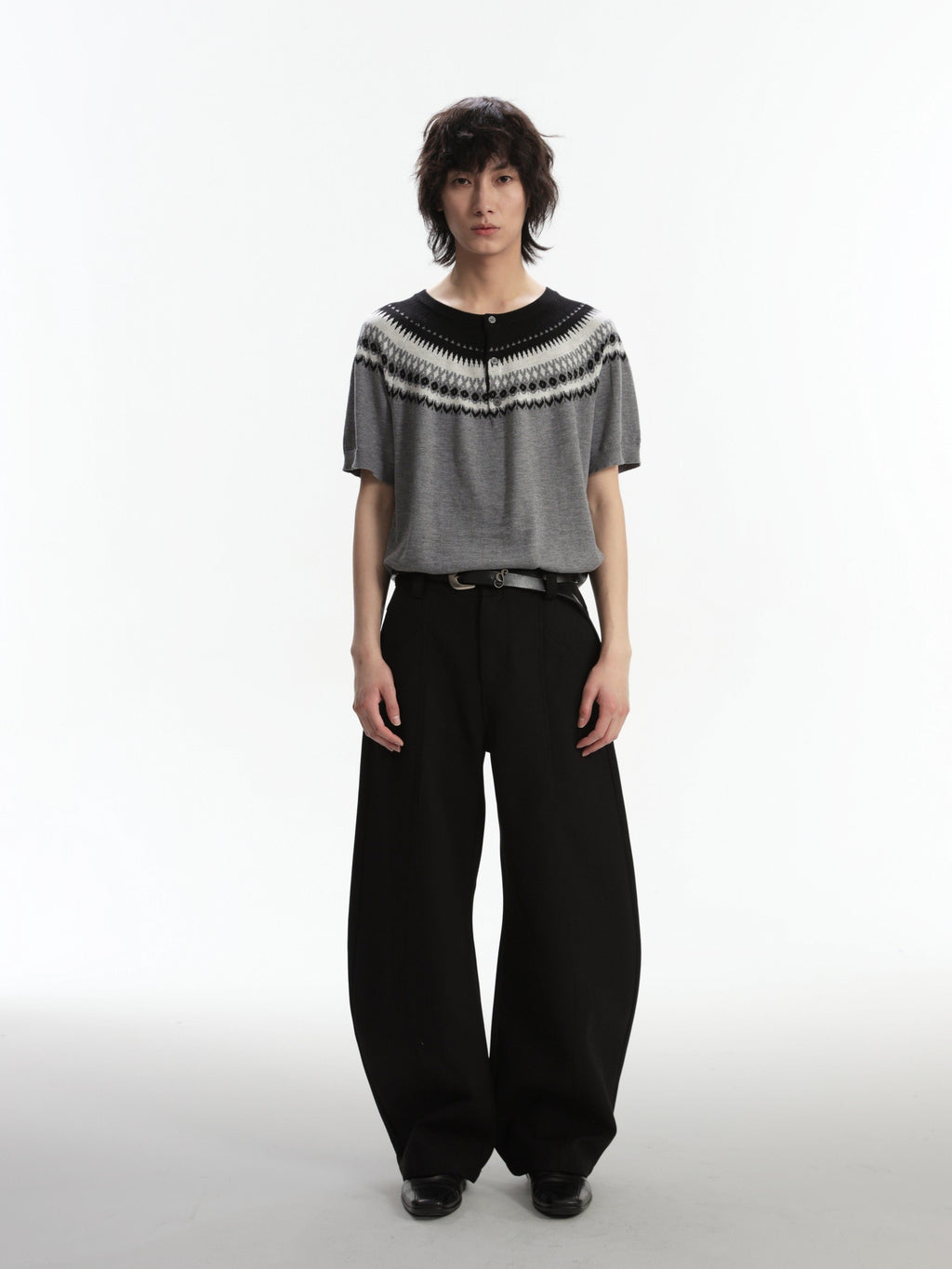4JUNKS Wrinkle Free Mid Waist Relaxed Youth Solid Color Wide Leg Pants