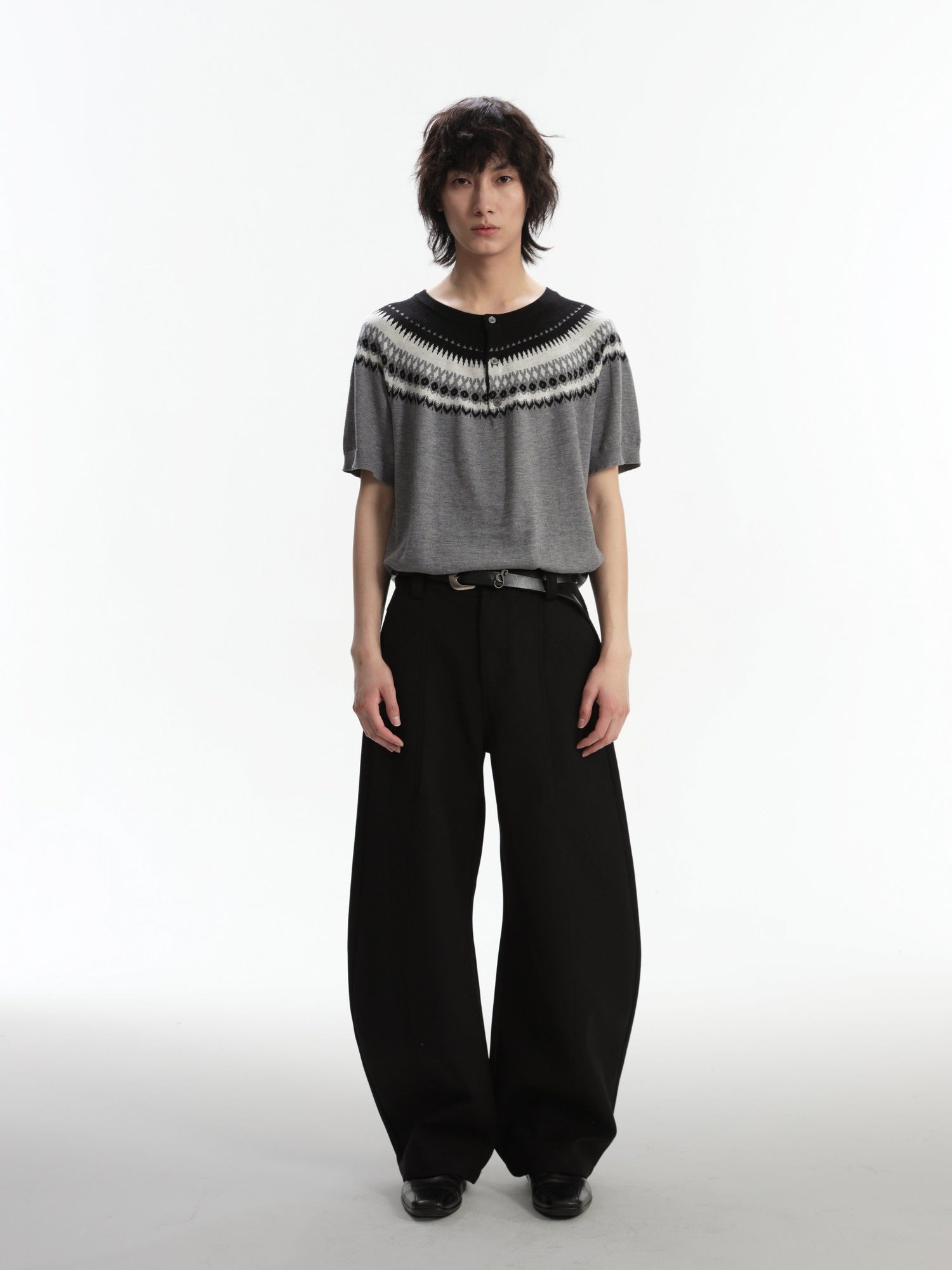 4JUNKS Wrinkle Free Mid Waist Relaxed Youth Solid Color Wide Leg Pants