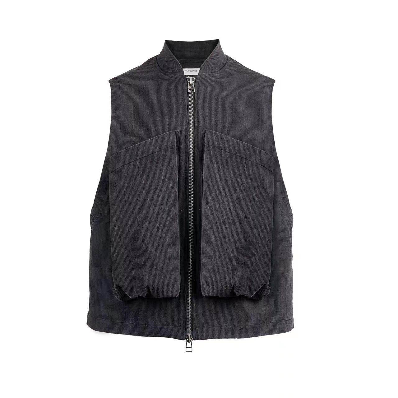 VLABMADE_Washed_Cotton_Blend_Loose_Stand_Collar_Zipper_Patch_Pocket_Youth_Work_Vests_MISSTT