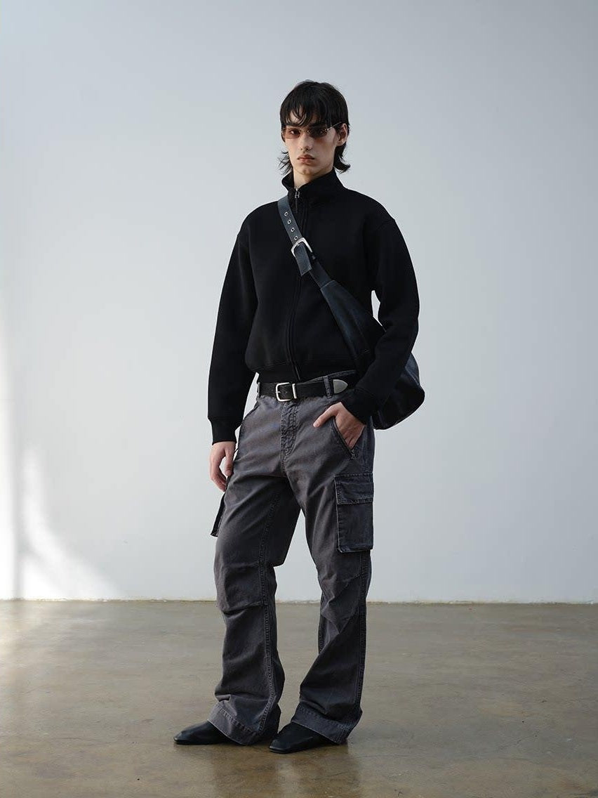 VLABMADE Distressed Cotton Straight Leg Pocketed Everyday Youth Wide Cargo Pants