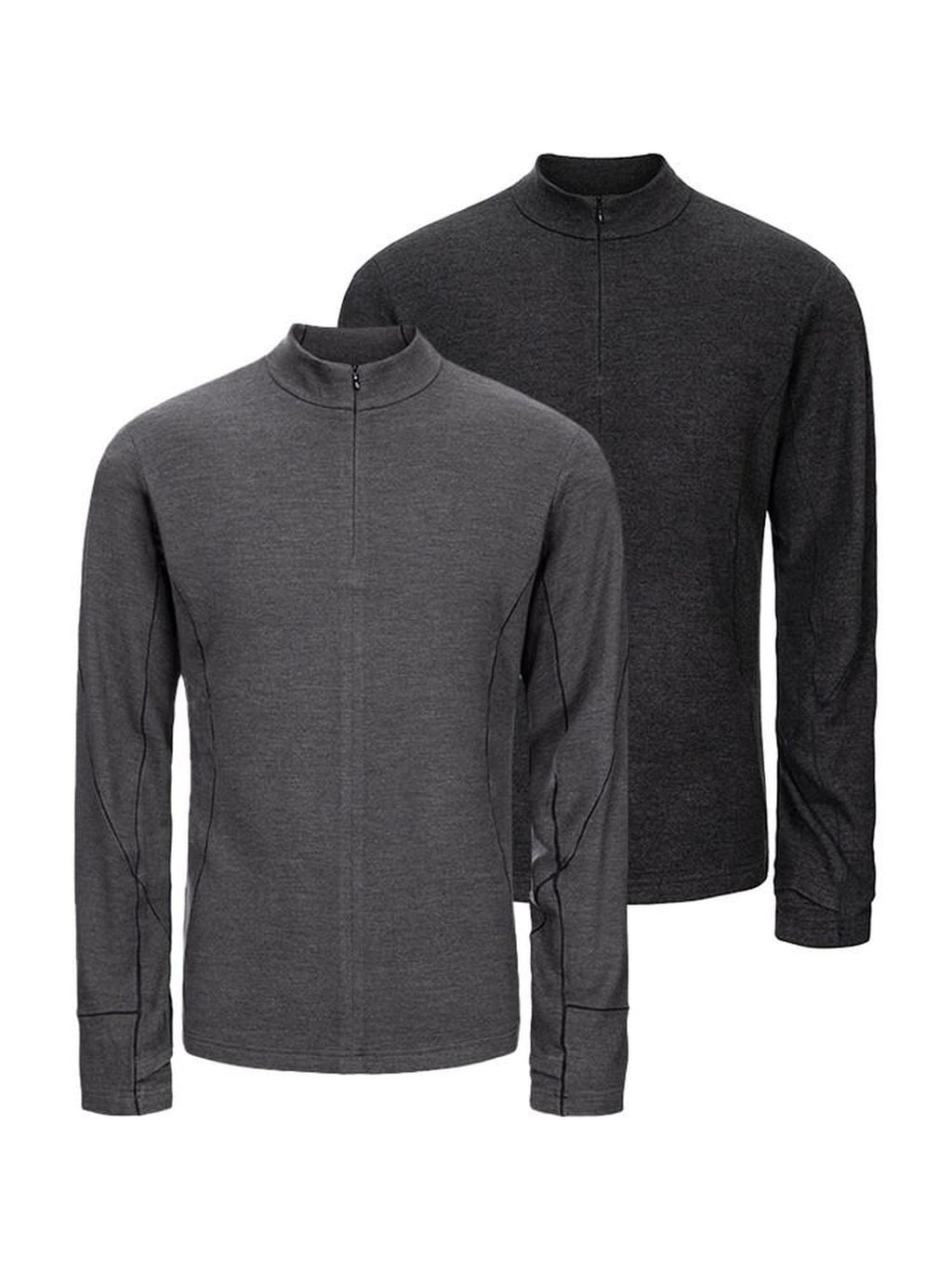 CATSSTAC Thermal Zip Stand Collar Oversized Casual Unisex Black Grey Long Sleeve T-Shirts