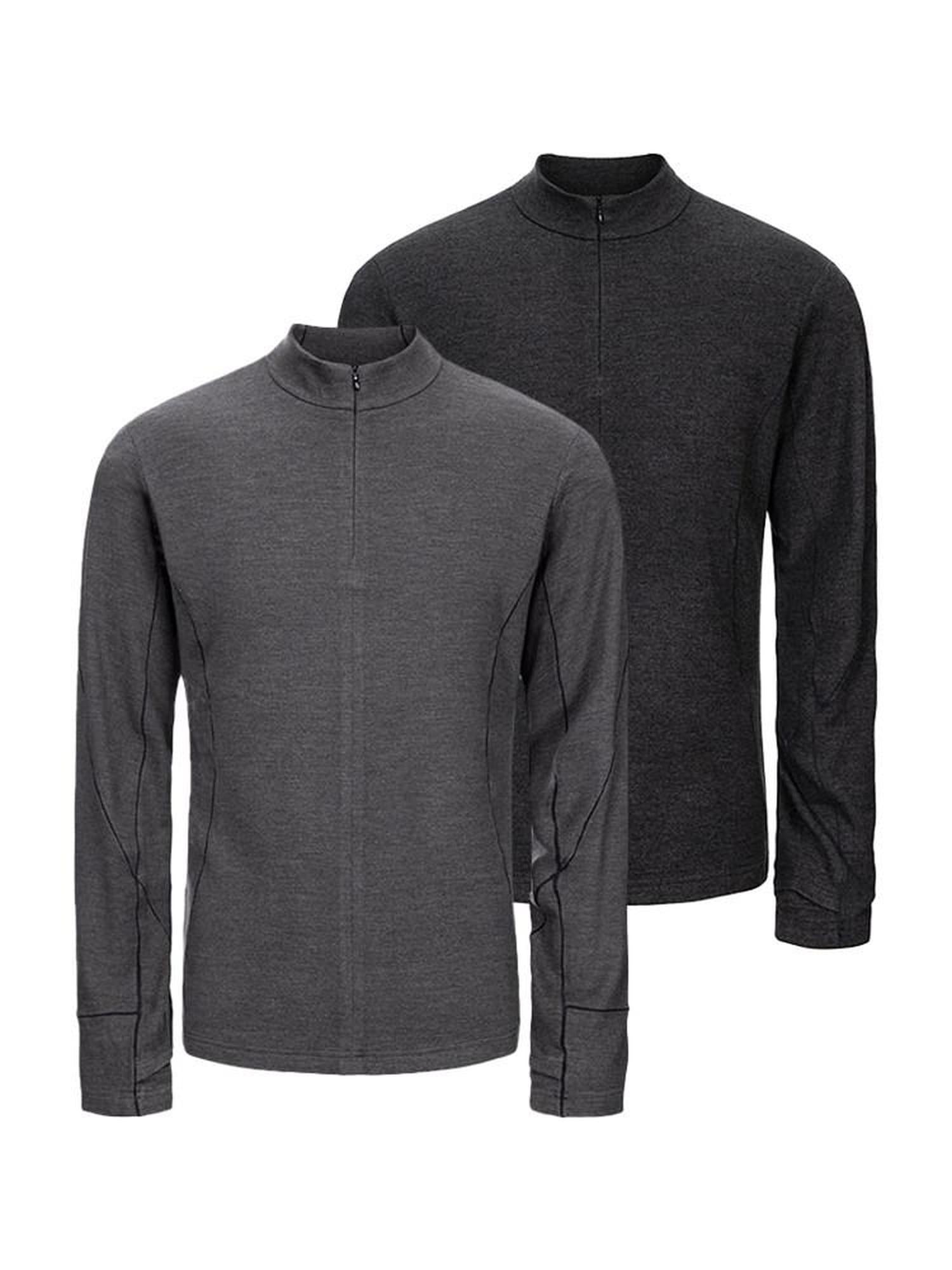 CATSSTAC Thermal Zip Stand Collar Oversized Casual Unisex Black Grey Long Sleeve T-Shirts
