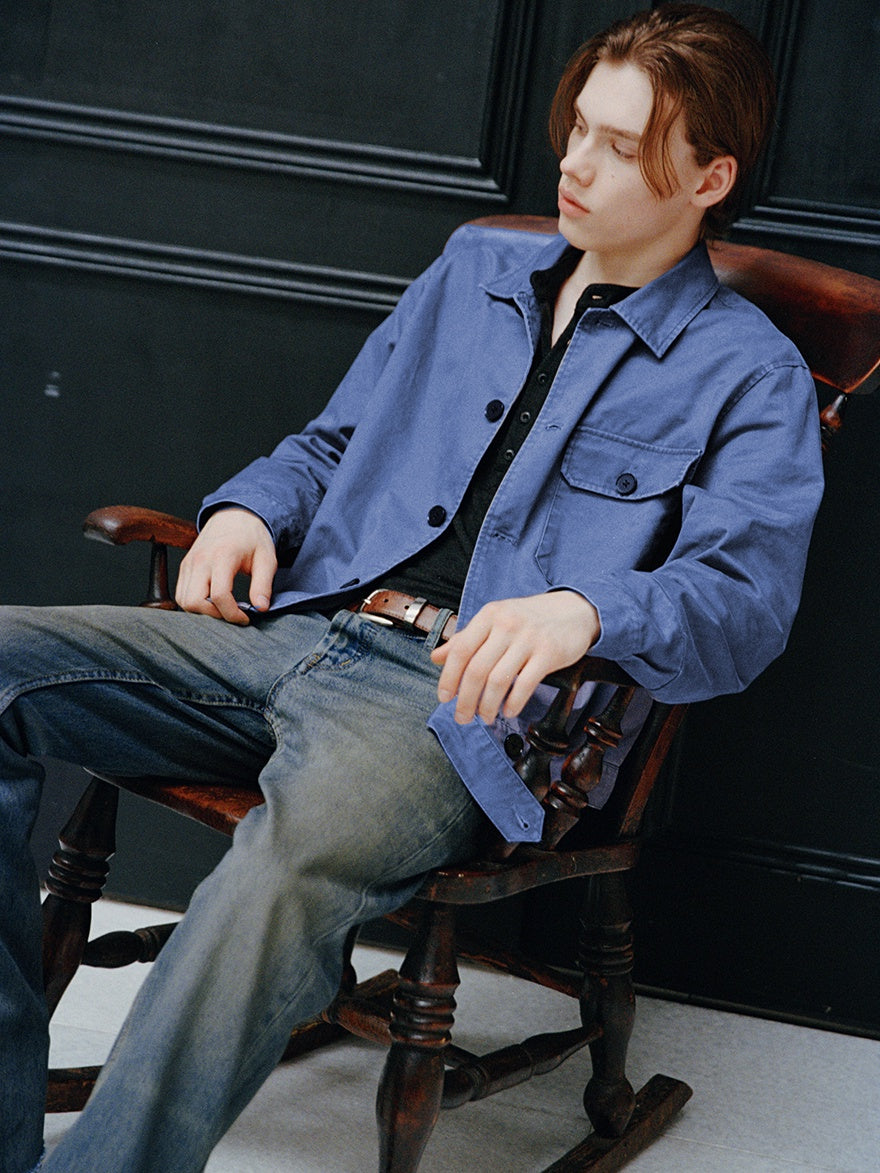 VLABMADE Washed Cotton Twill Loose Fit Pocket Short Length Elegant Unisex Overshirts