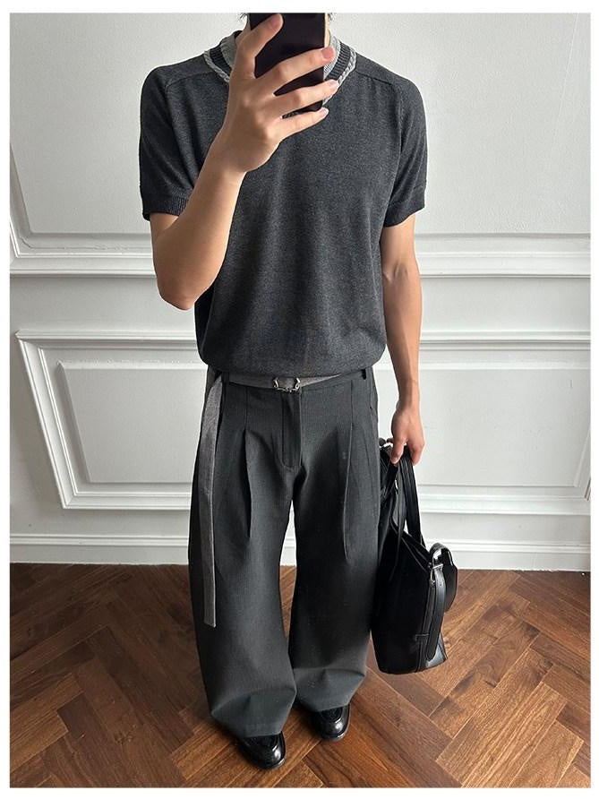 CATSSTAC Detachable Design Relaxed Loose Fit Casual Youth Dark Gray Ash Wide Leg Pants