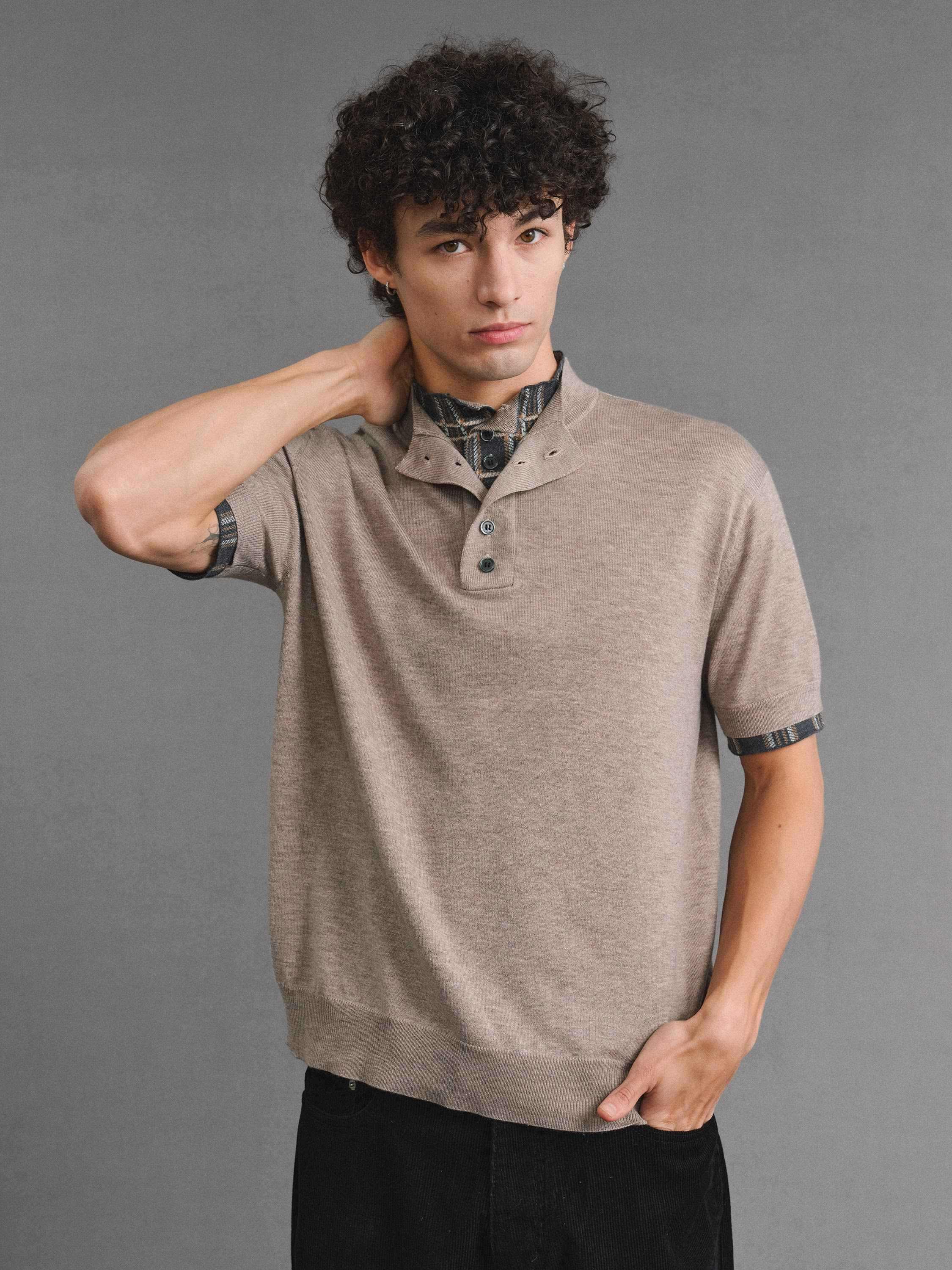 VLABMADE_Breathable_Wool_Blend_Layered_Checked_Stand_Collar_Unisex_Short_Sleeve_T-Shirts_MISSTT