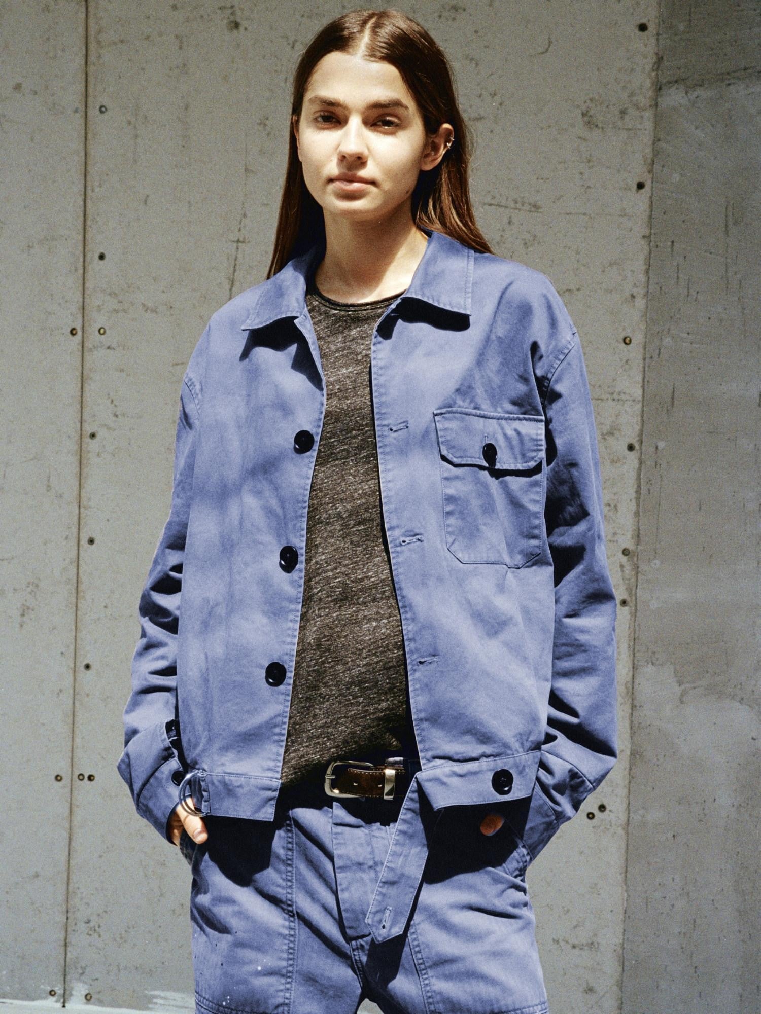 VLABMADE Washed Cotton Twill Loose Fit Pocket Short Length Elegant Unisex Overshirts