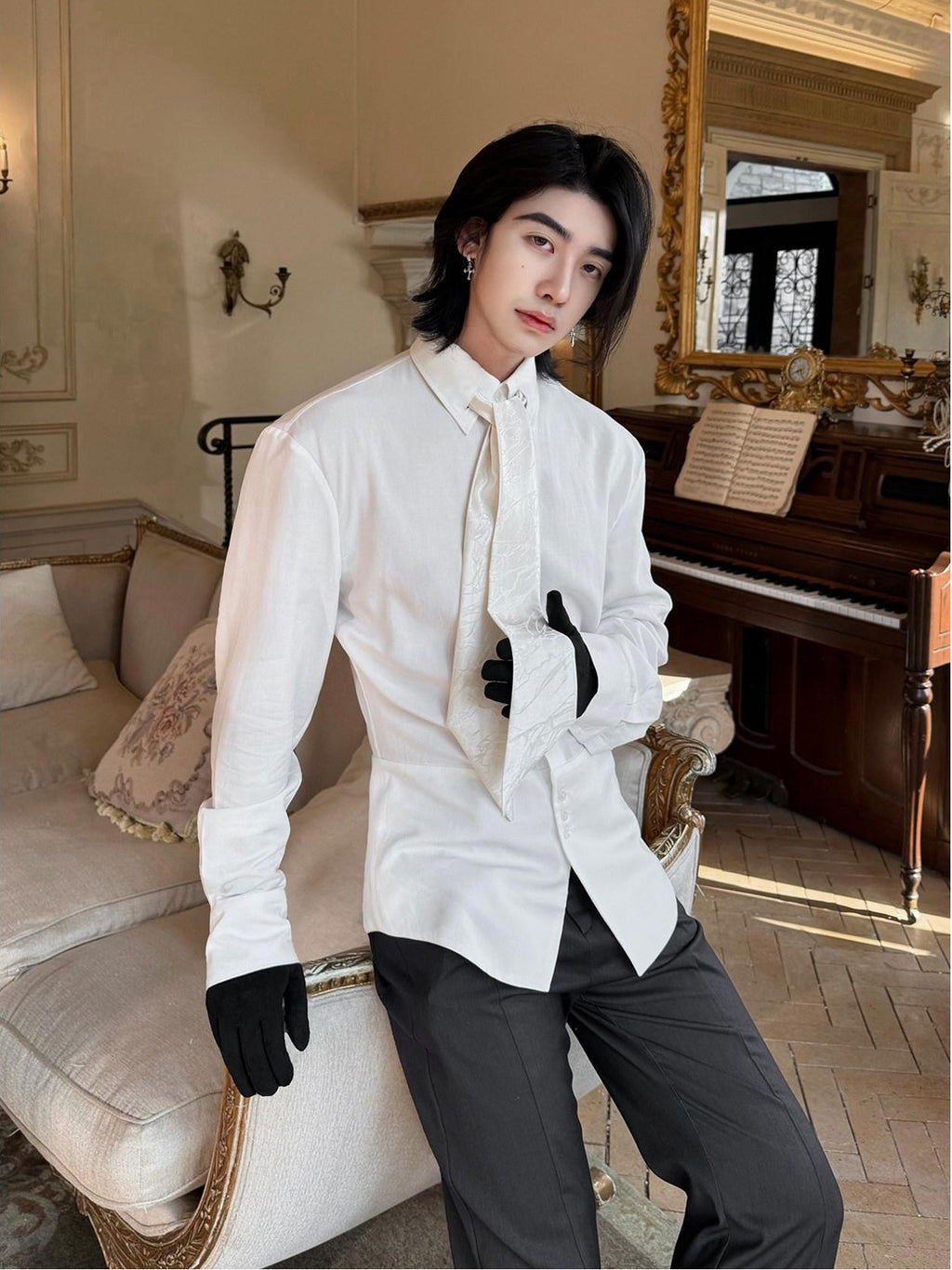 BALITONE Lyocell Linen Slim Waist 3D Tailored British Unisex Casual Long Sleeve Shirts