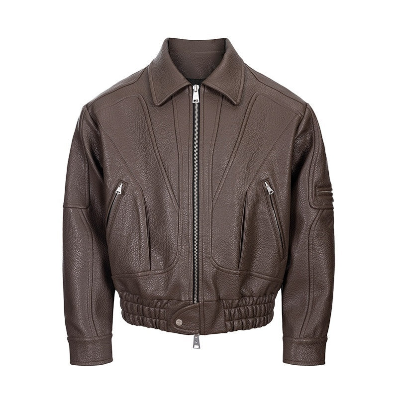 CATSSTAC_Pu_Leather_Relaxed_Fit_Panelled_Notched_Collar_Unisex_Outerwear_Cropped_Jackets_MISSTT