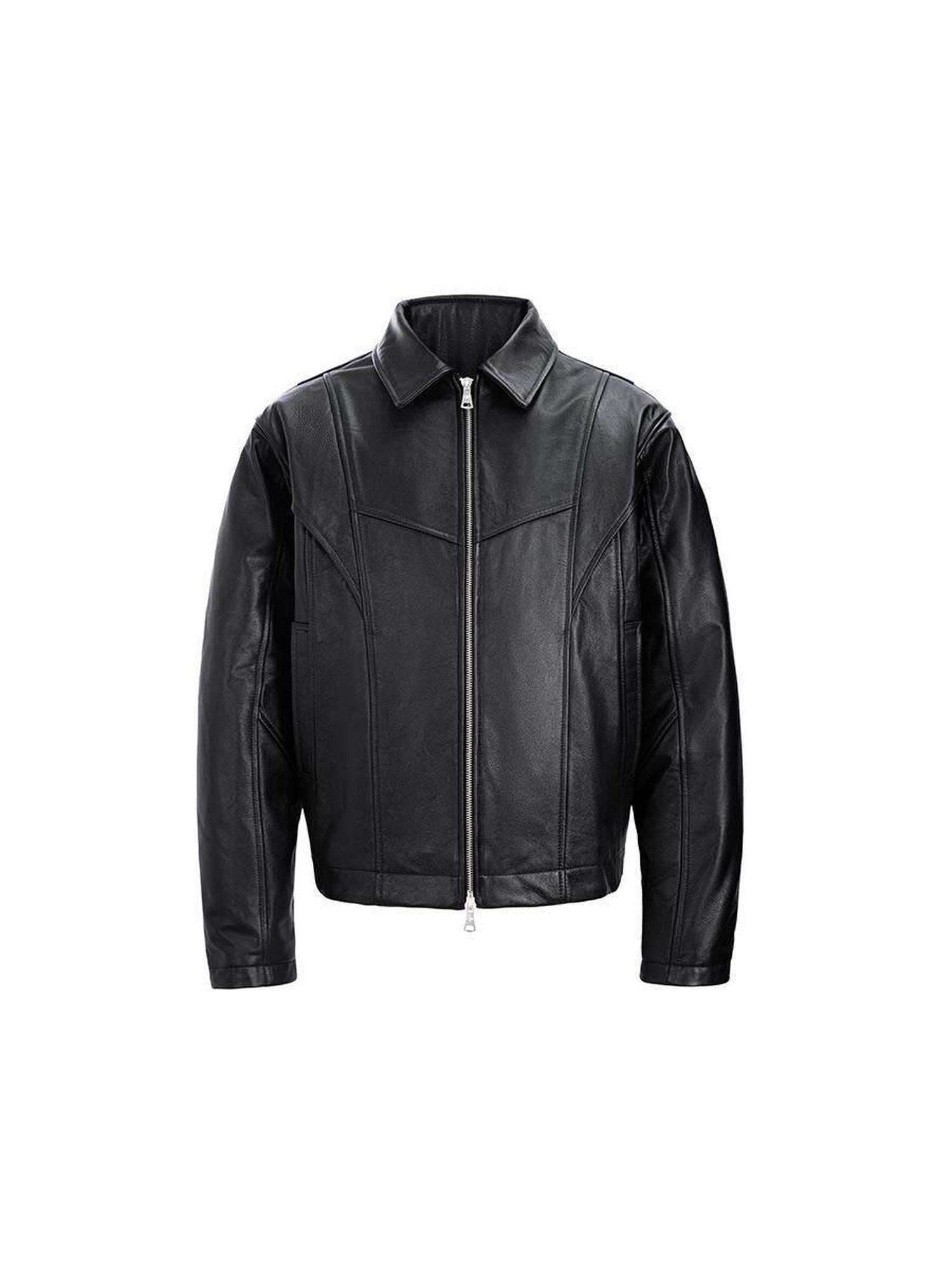 CATSSTAC Black Faux Fur Lapel Collar Youthful Energetic Regular Fit Leather Jackets