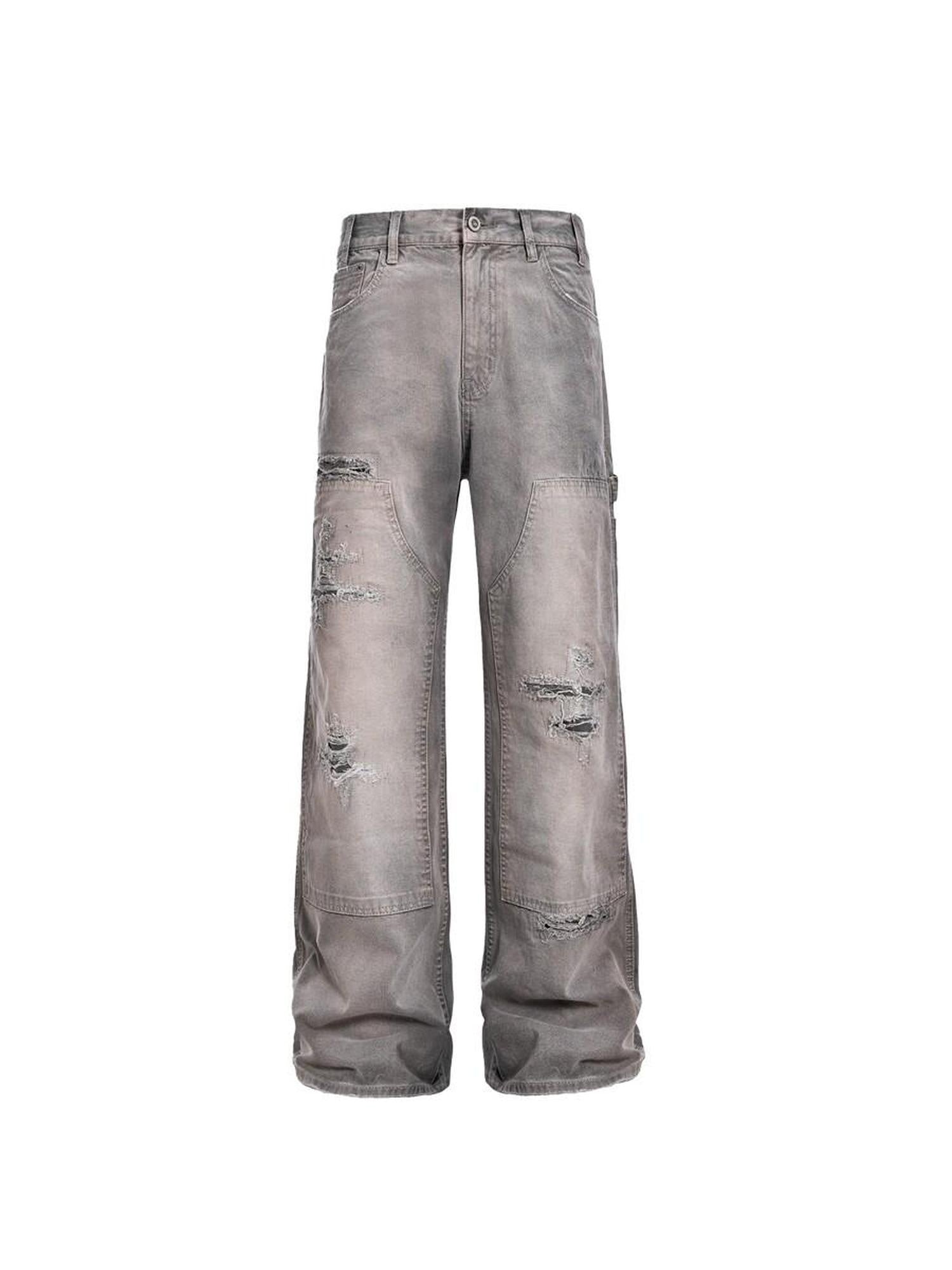 CATSSTAC Grey Mid Rise No Stretch Relaxed Straight Youth Sizes M L Xl 2Xl Straight Pants