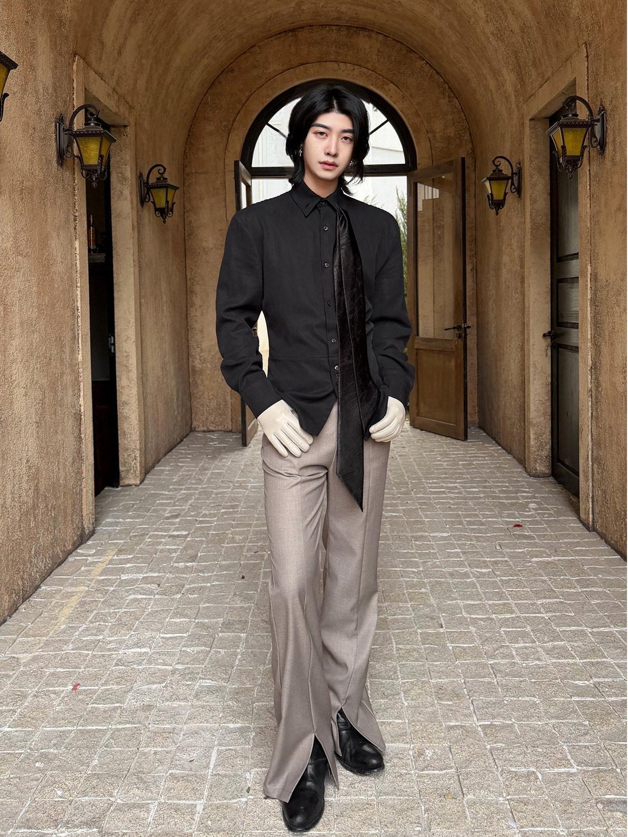 BALITONE Lyocell Linen Slim Waist 3D Tailored British Unisex Casual Long Sleeve Shirts