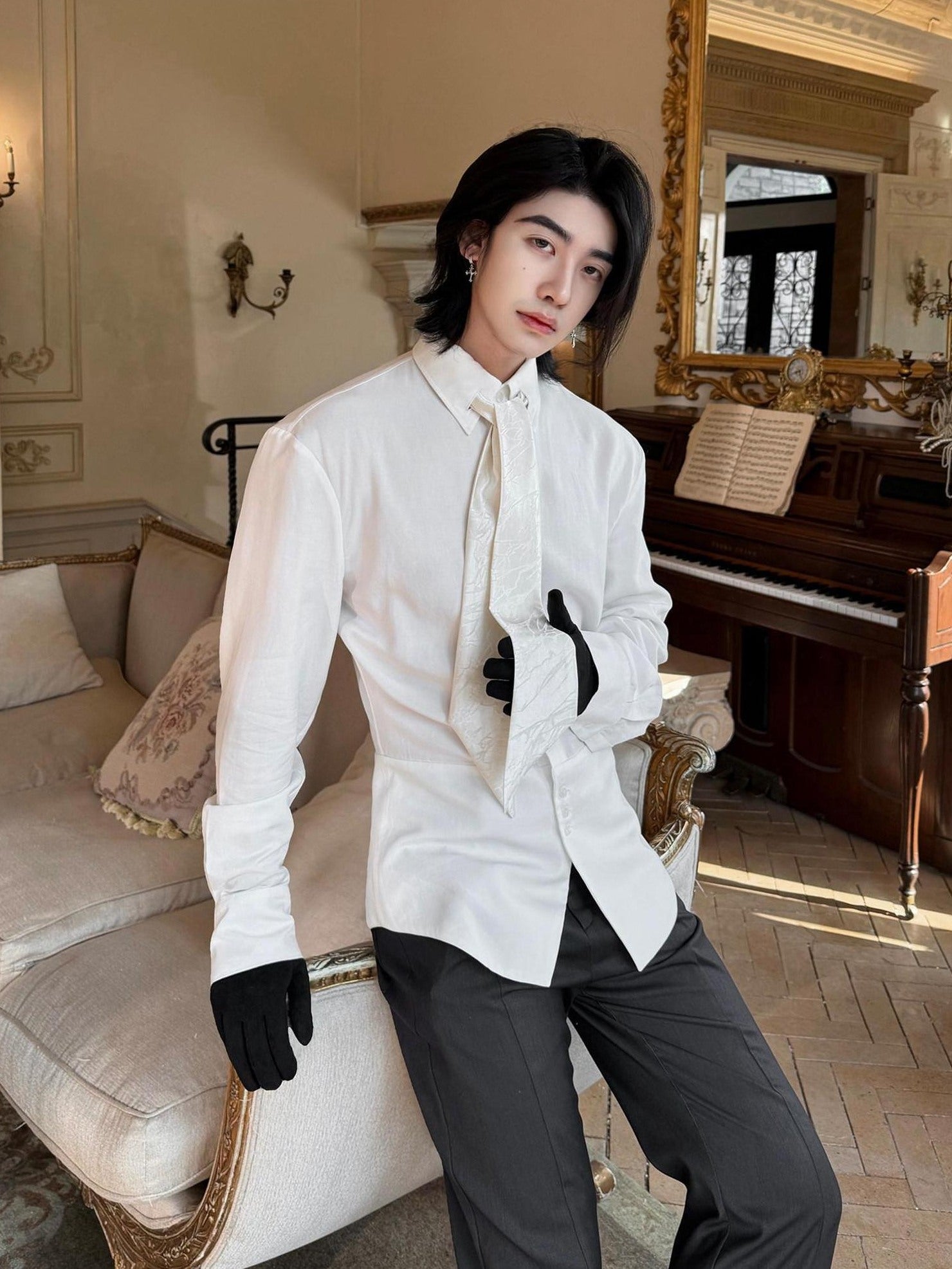 BALITONE Lyocell Linen Slim Waist 3D Tailored British Unisex Casual Long Sleeve Shirts
