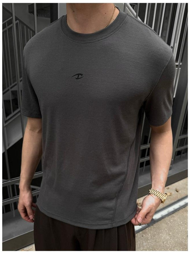 CATSSTAC High Stretch Loose Fit Crew Neck Unisex Casual Black Gray Short Sleeve T-Shirts