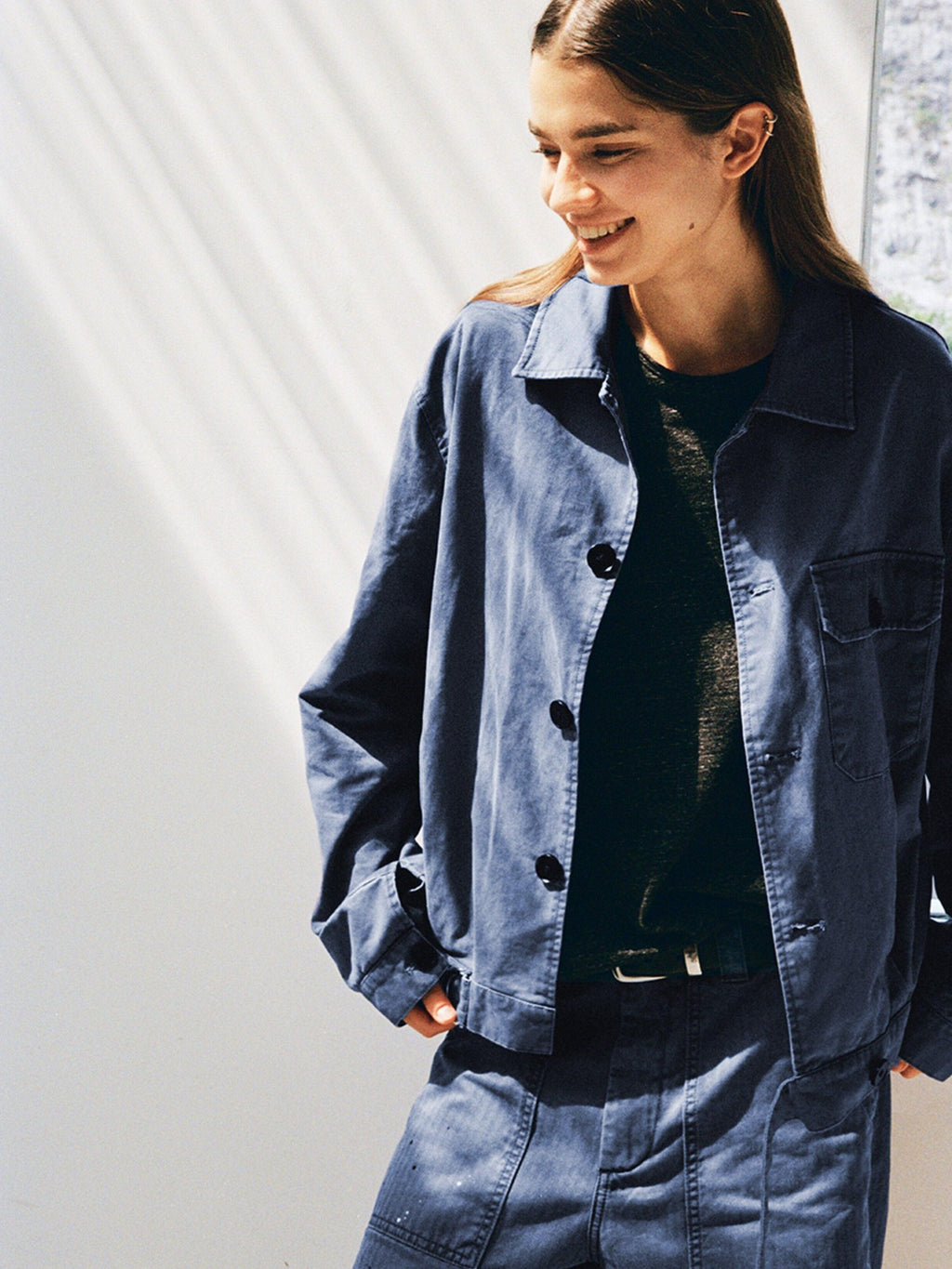 VLABMADE Washed Cotton Twill Loose Fit Pocket Short Length Elegant Unisex Overshirts