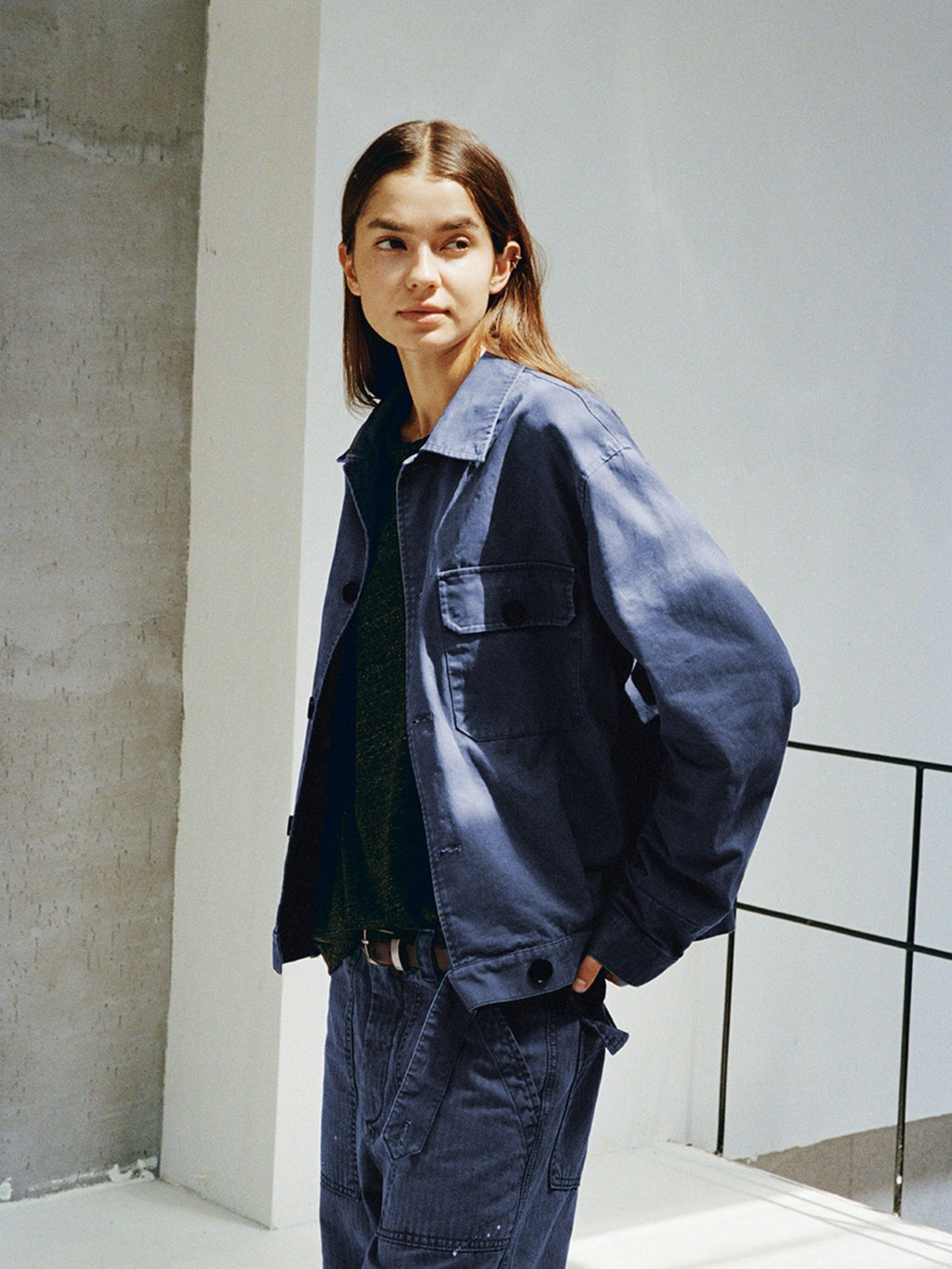 VLABMADE Washed Cotton Twill Loose Fit Pocket Short Length Elegant Unisex Overshirts
