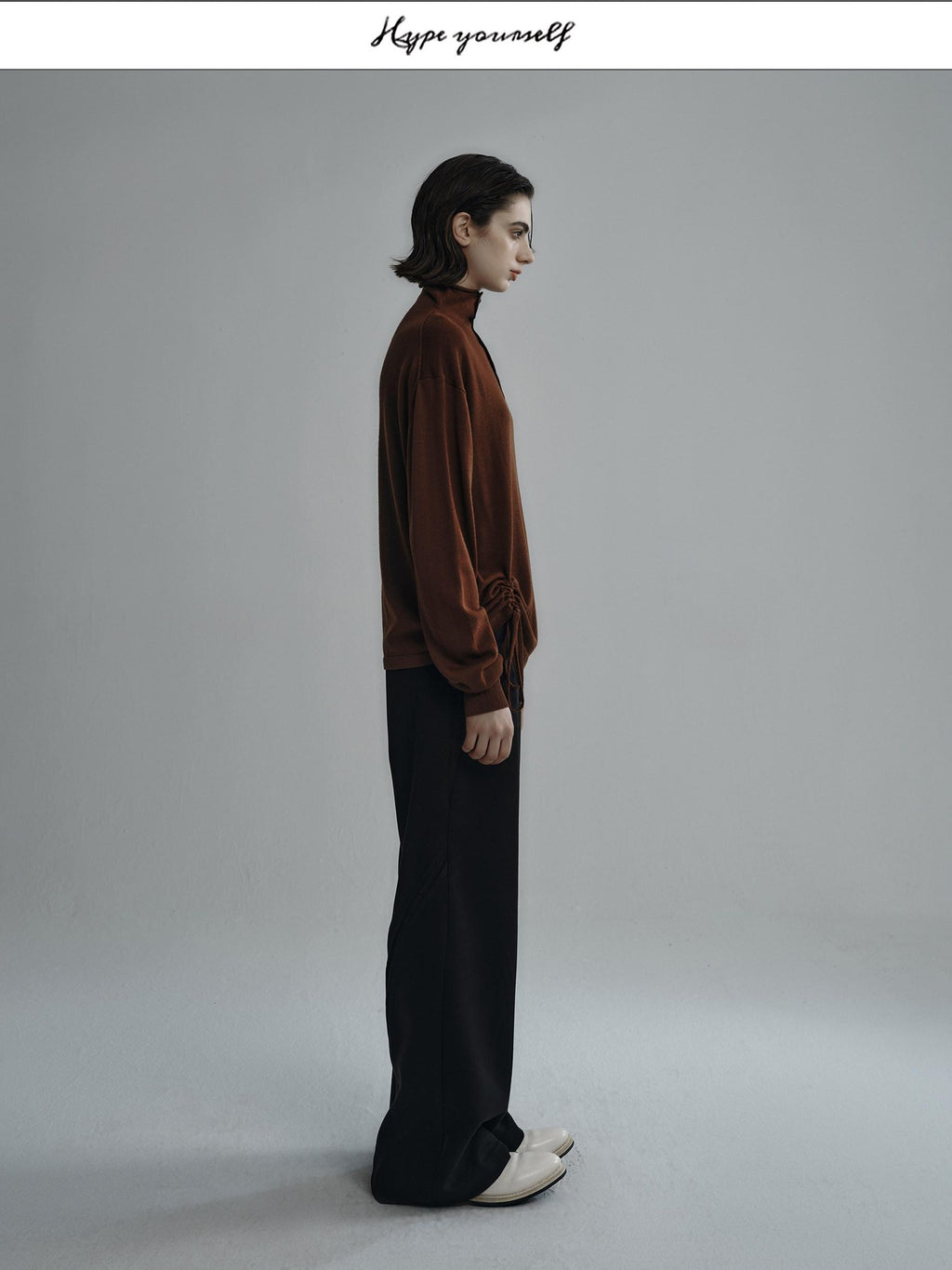 Hypeyourself Soft Wool Embroidered Oversized Casual Unisex Campus Halfneck Knit Sweaters