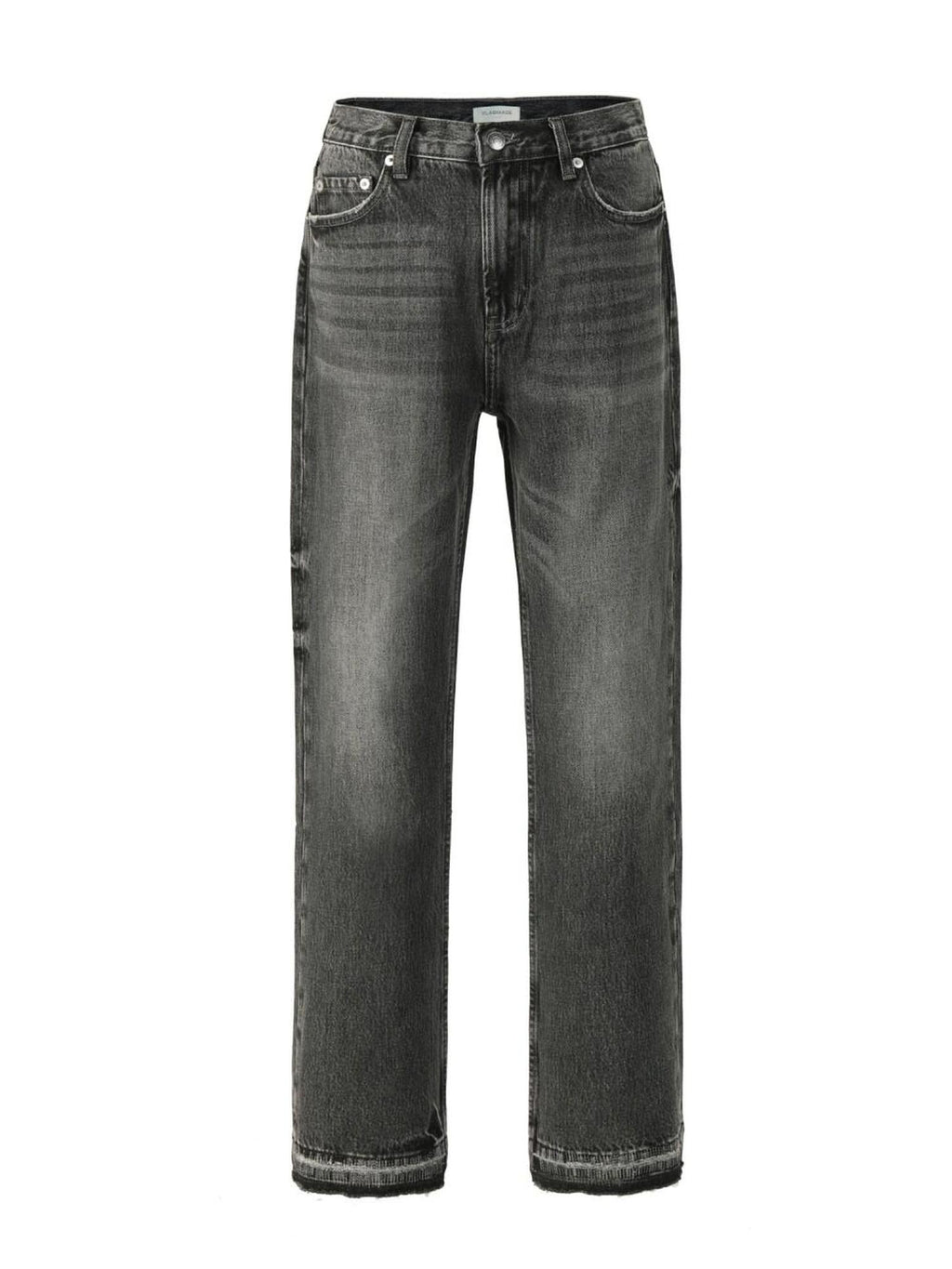 VLABMADE Breathable Mid Rise Five Pocket Tailored Youth Black Wash Straight-Leg Jeans