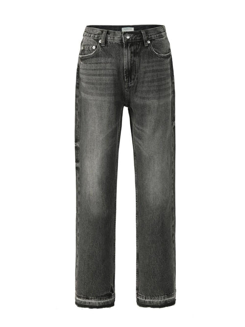 VLABMADE Breathable Mid Rise Five Pocket Tailored Youth Black Wash Straight-Leg Jeans