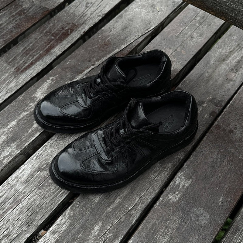 CATSSTAC_Durable_Horse_Leather_Casual_Low_Profile_Lace_Up_Black_German_Trainer_Sneakers_MISSTT