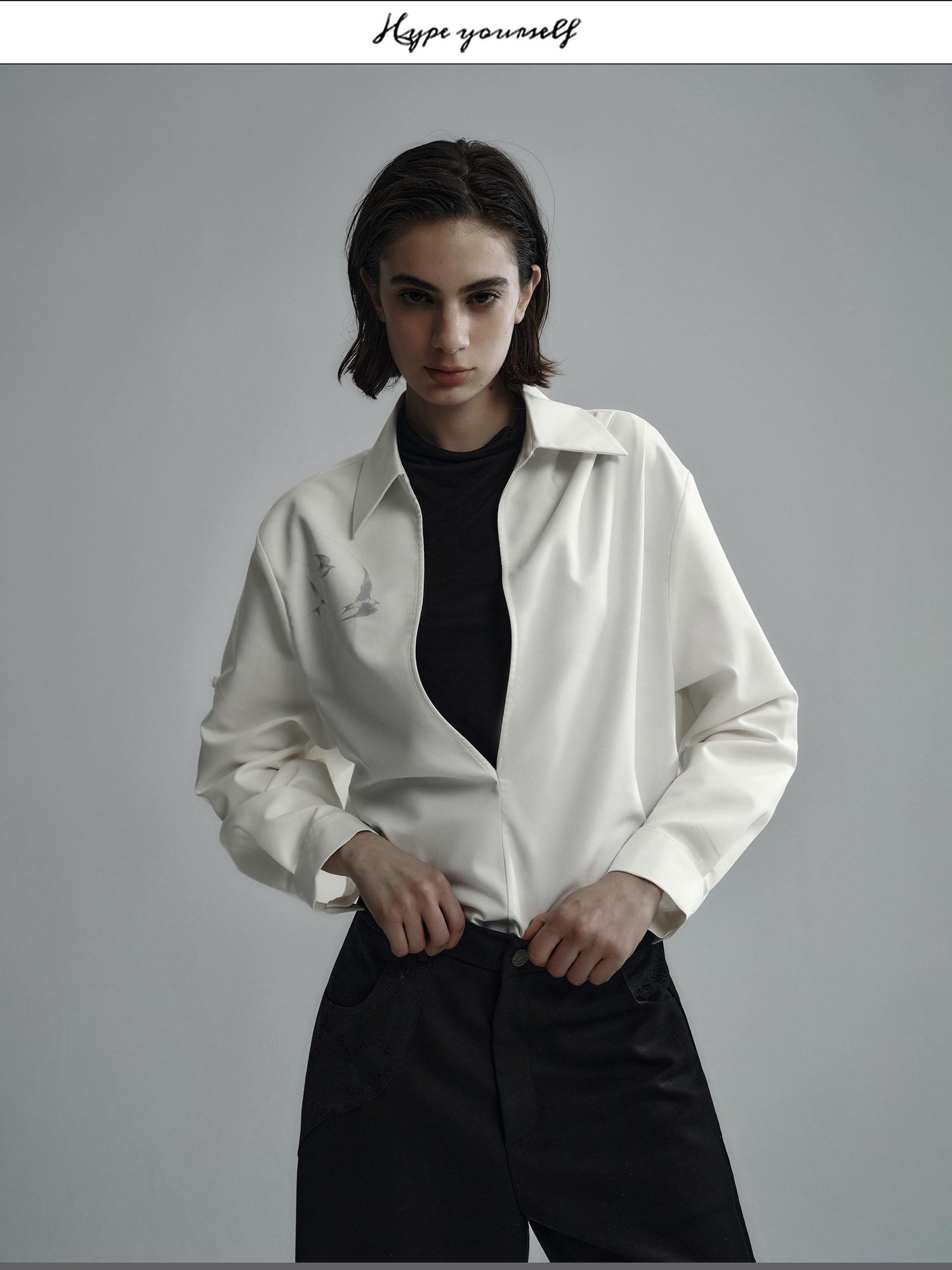 Hypeyourself Breathable Non Iron Loose Fit Minimalist Point Collar Unisex Youth Bamboo Shirts