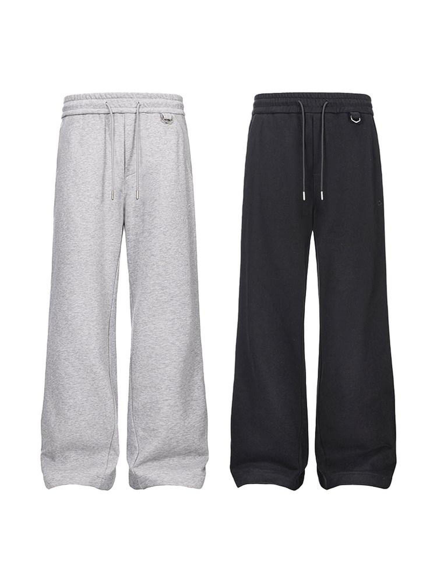 CATSSTAC Loose Mid Waist Trendy Sport Youth Solid Black Gray Straight Pants