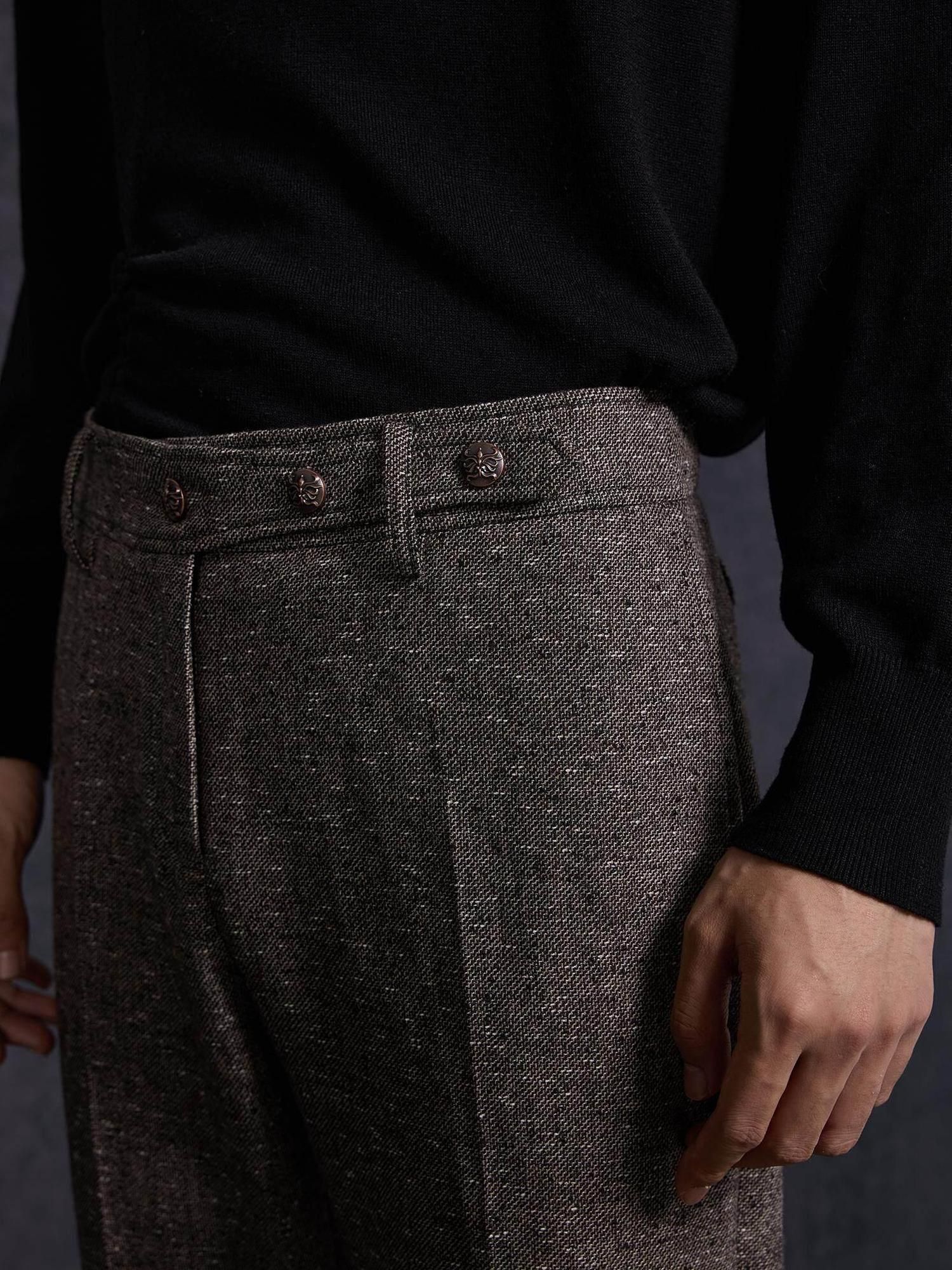 Hypeyourself Stylish Slim Fit Casual Business Workwear Urban Printed Brown Black Flared Pants