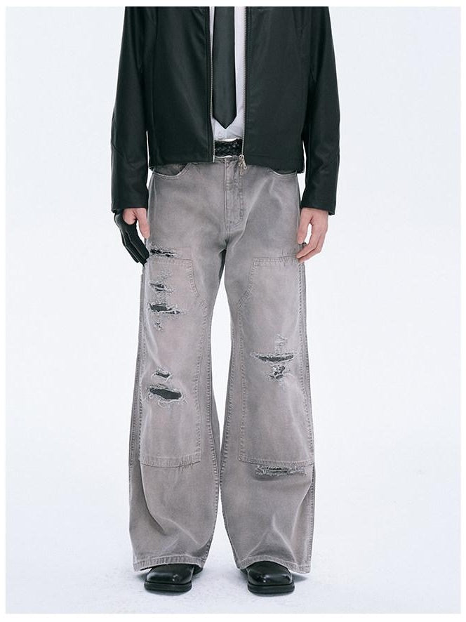 CATSSTAC Grey Mid Rise No Stretch Relaxed Straight Youth Sizes M L Xl 2Xl Straight Pants