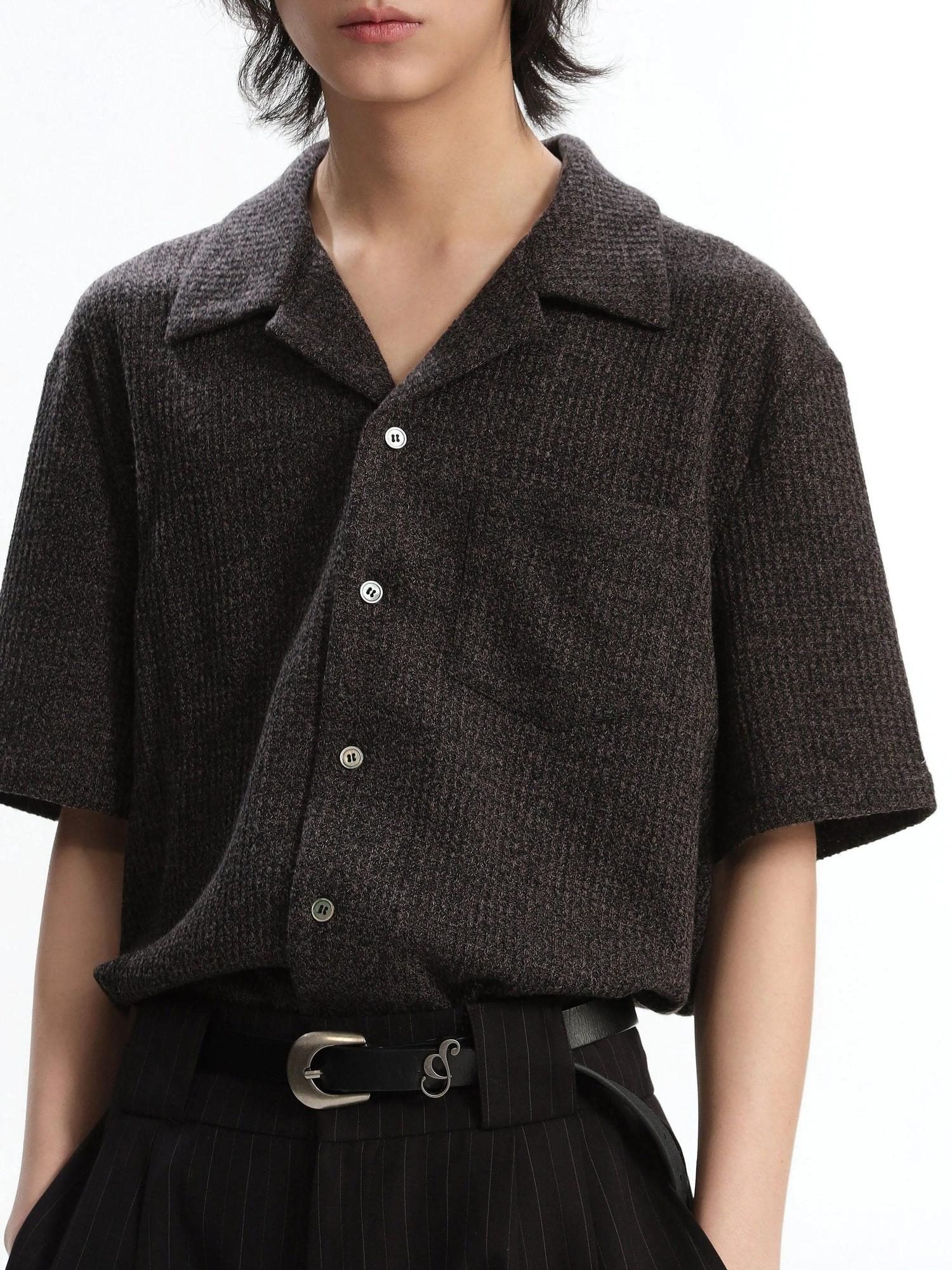 4JUNKS Durable Loose Cuban Collar Button Short Sleeve Unisex Casual Polyester Shirts