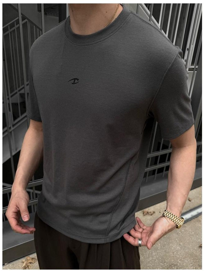 CATSSTAC High Stretch Loose Fit Crew Neck Unisex Casual Black Gray Short Sleeve T-Shirts