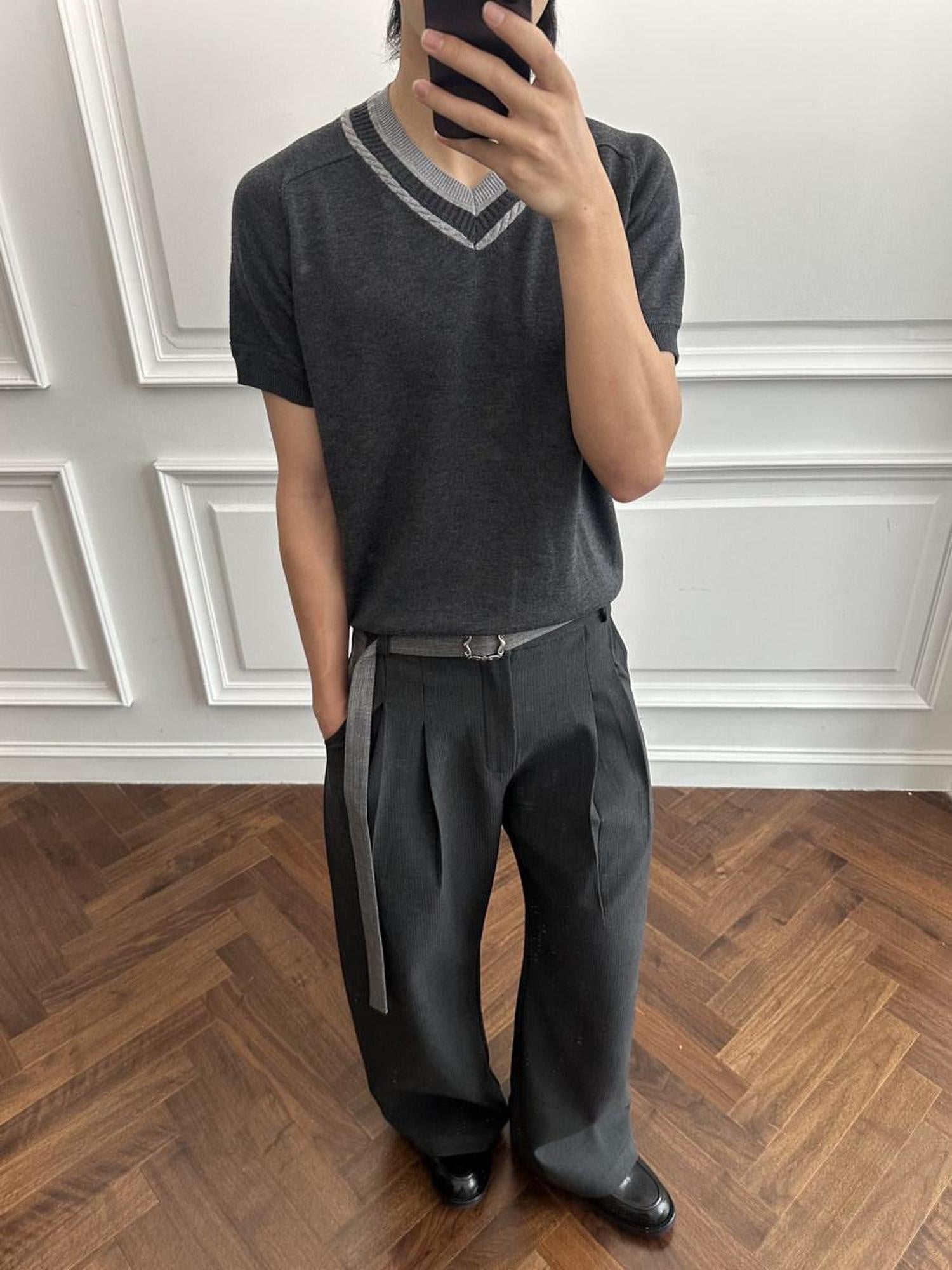 CATSSTAC Detachable Design Relaxed Loose Fit Casual Youth Dark Gray Ash Wide Leg Pants