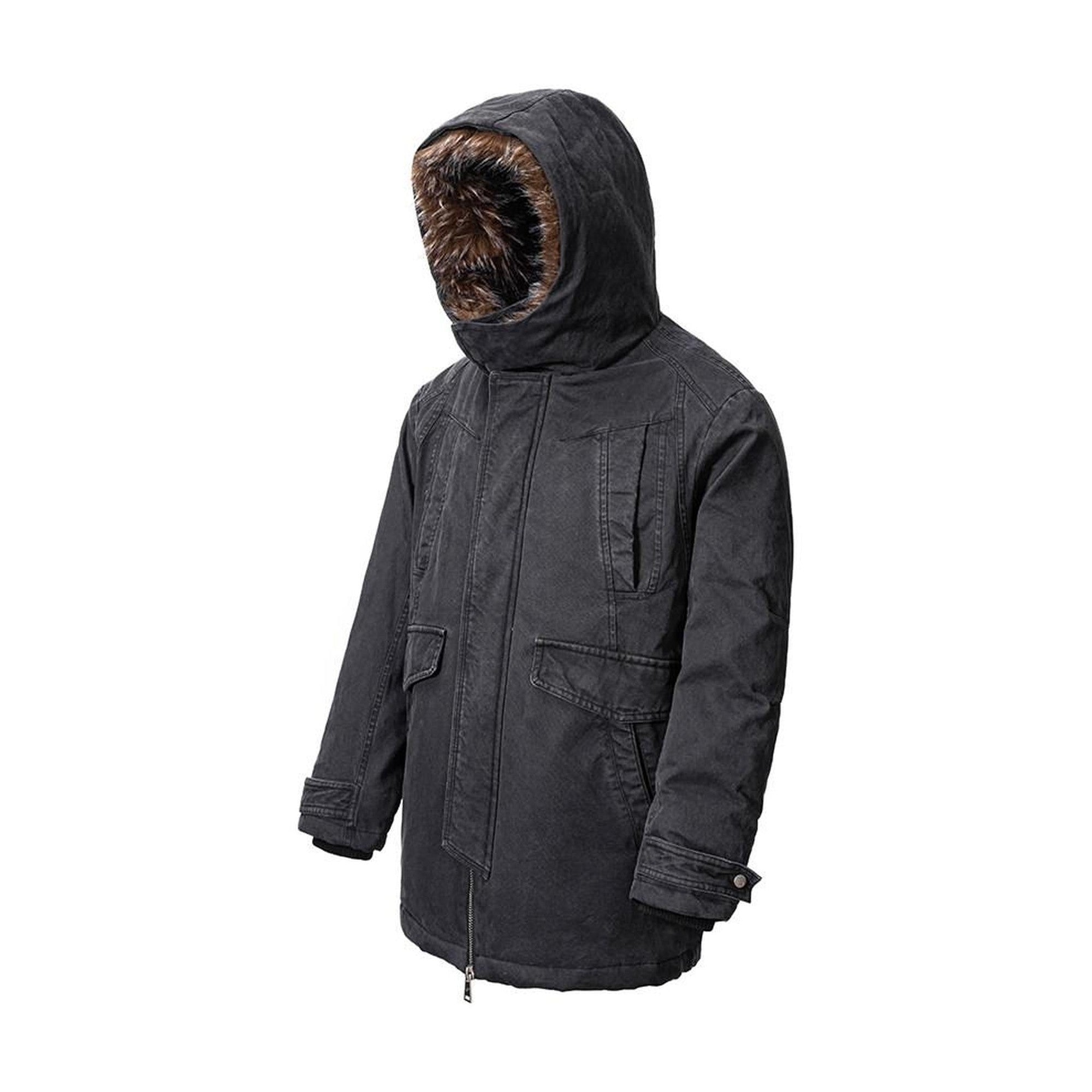 90 Percent White Duck Down Mid Length Loose Casual Black Wolf Totem Coats main image