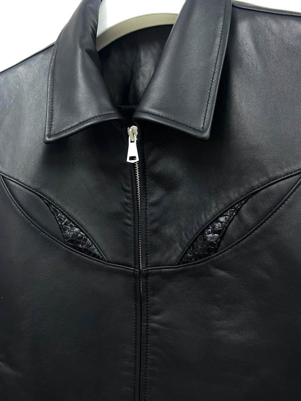 CATSSTAC Genuine Leather Oversized Lapel Collar Youthful Trendy Black Leather Jackets