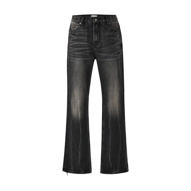 VLABMADE_Breathable_Cotton_Vintage_Distressed_Mid_Rise_Casual_Black_Wide_Flared_Jeans_MISSTT