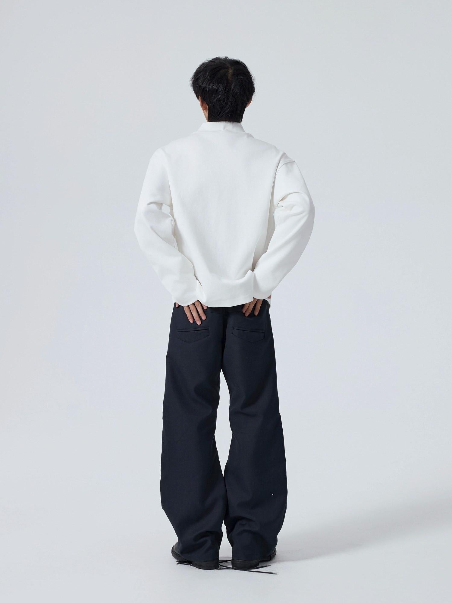4JUNKS Non Deforming High Neck Loose Fit Business Unisex Solid Long Sleeve T-Shirts