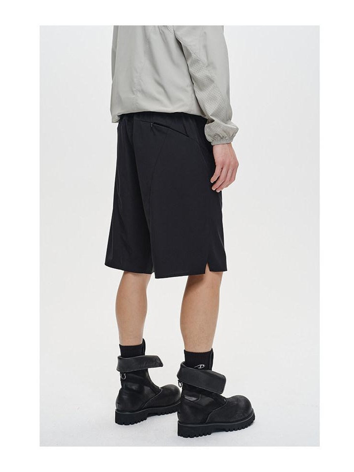 CATSSTAC Comfortable Loose Fit Youthful Everyday Casual Black Mid-Length Shorts