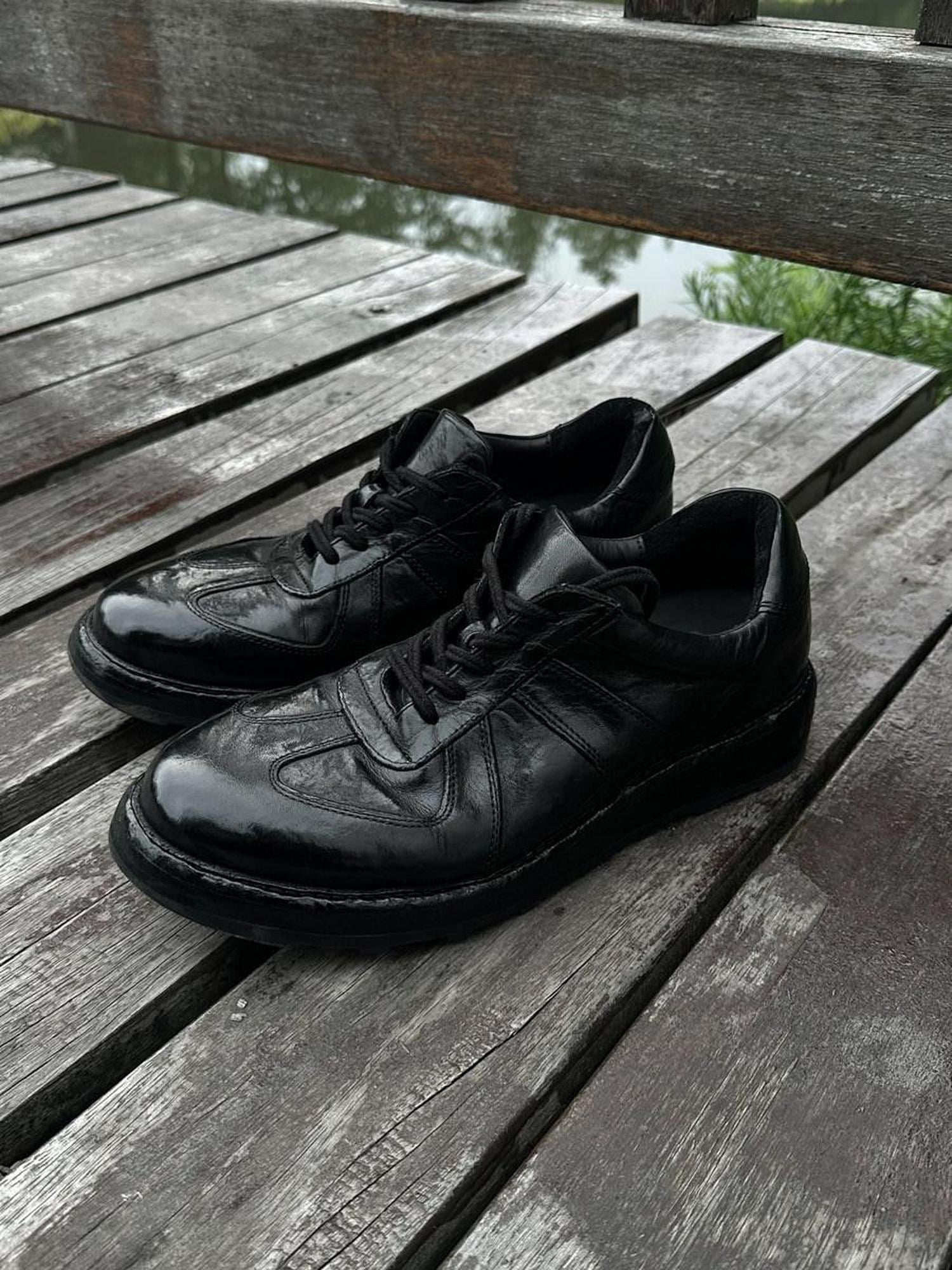 CATSSTAC Durable Horse Leather Casual Low Profile Lace Up Black German Trainer Sneakers