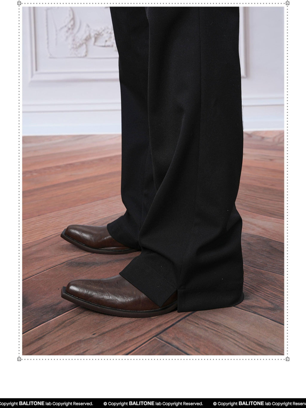 BALITONE 3D Tailored Cleanfit Straight Mid Waist Men Casual Black Flared Trousers
