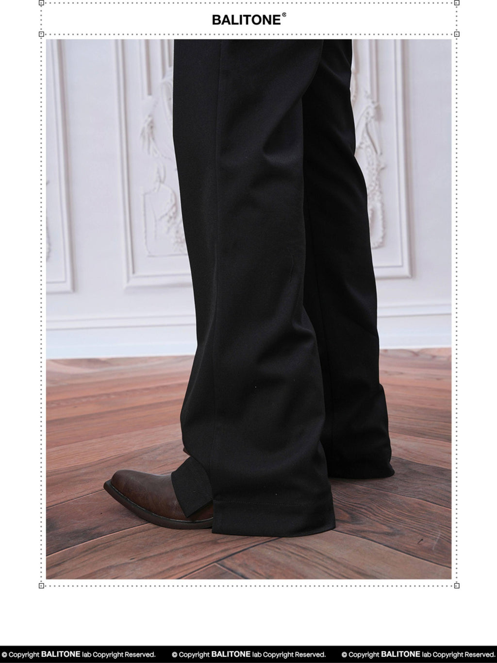 BALITONE 3D Tailored Cleanfit Straight Mid Waist Men Casual Black Flared Trousers