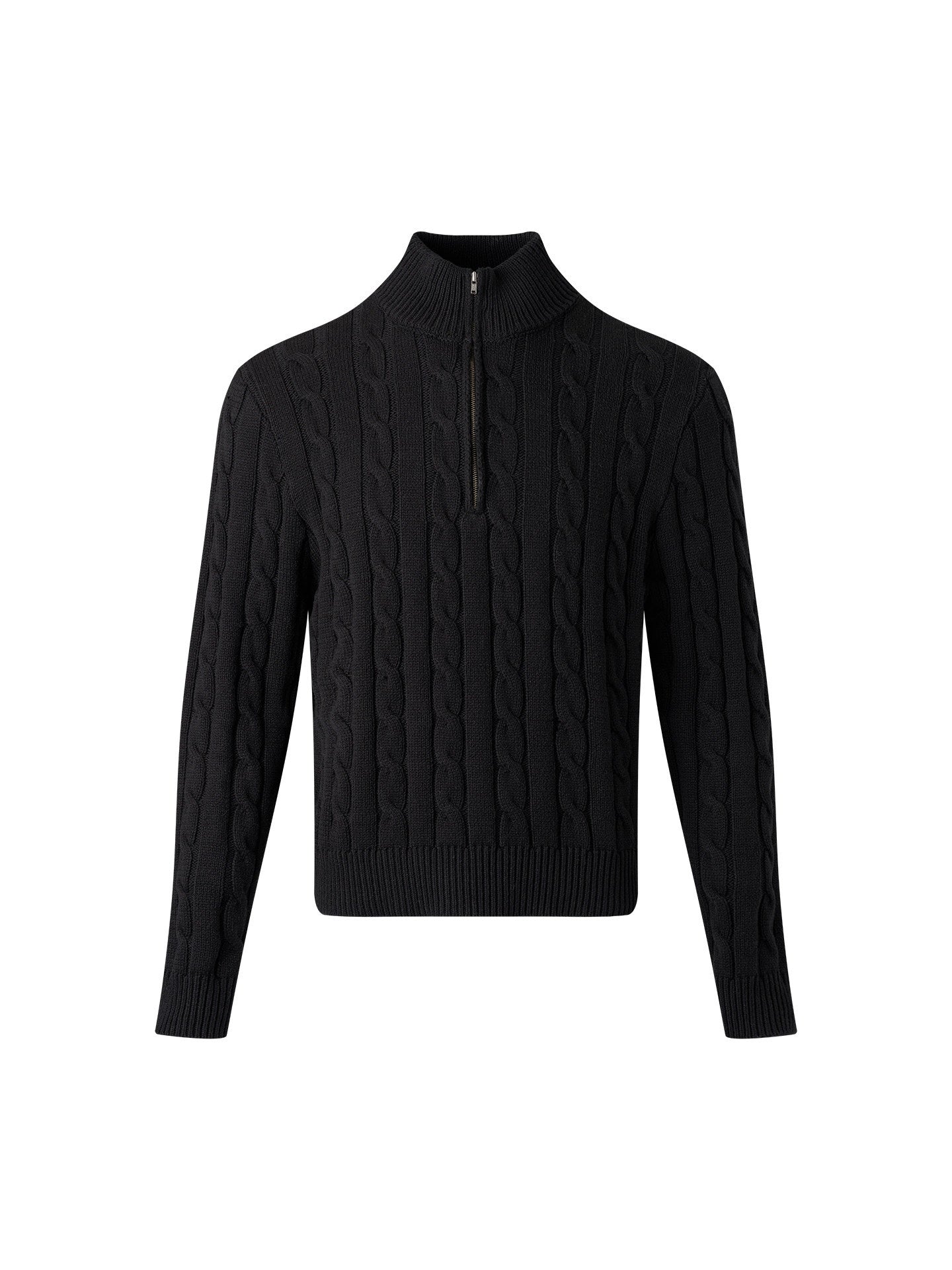 BALITONE_Breathable_Cotton_Blend_Casual_Zip_Detail_Unisex_Stand_Collar_Half-Zip_Knitwear_MISSTT