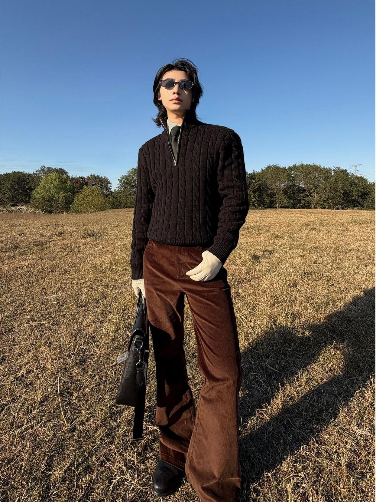 BALITONE Breathable Cotton Blend Casual Zip Detail Unisex Stand Collar Half-Zip Knitwear